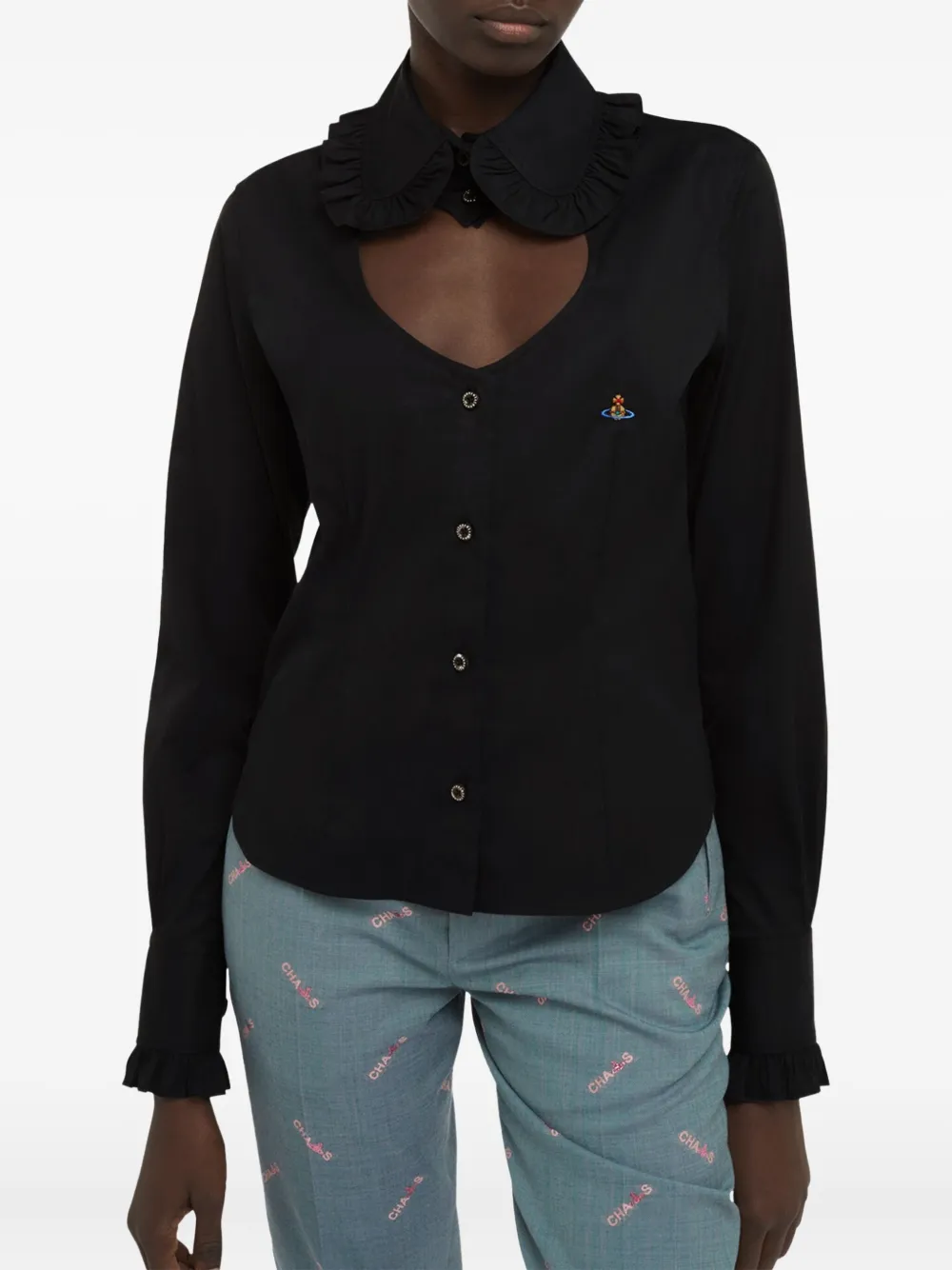 Vivienne Westwood ruffled cutout shirt - Zwart