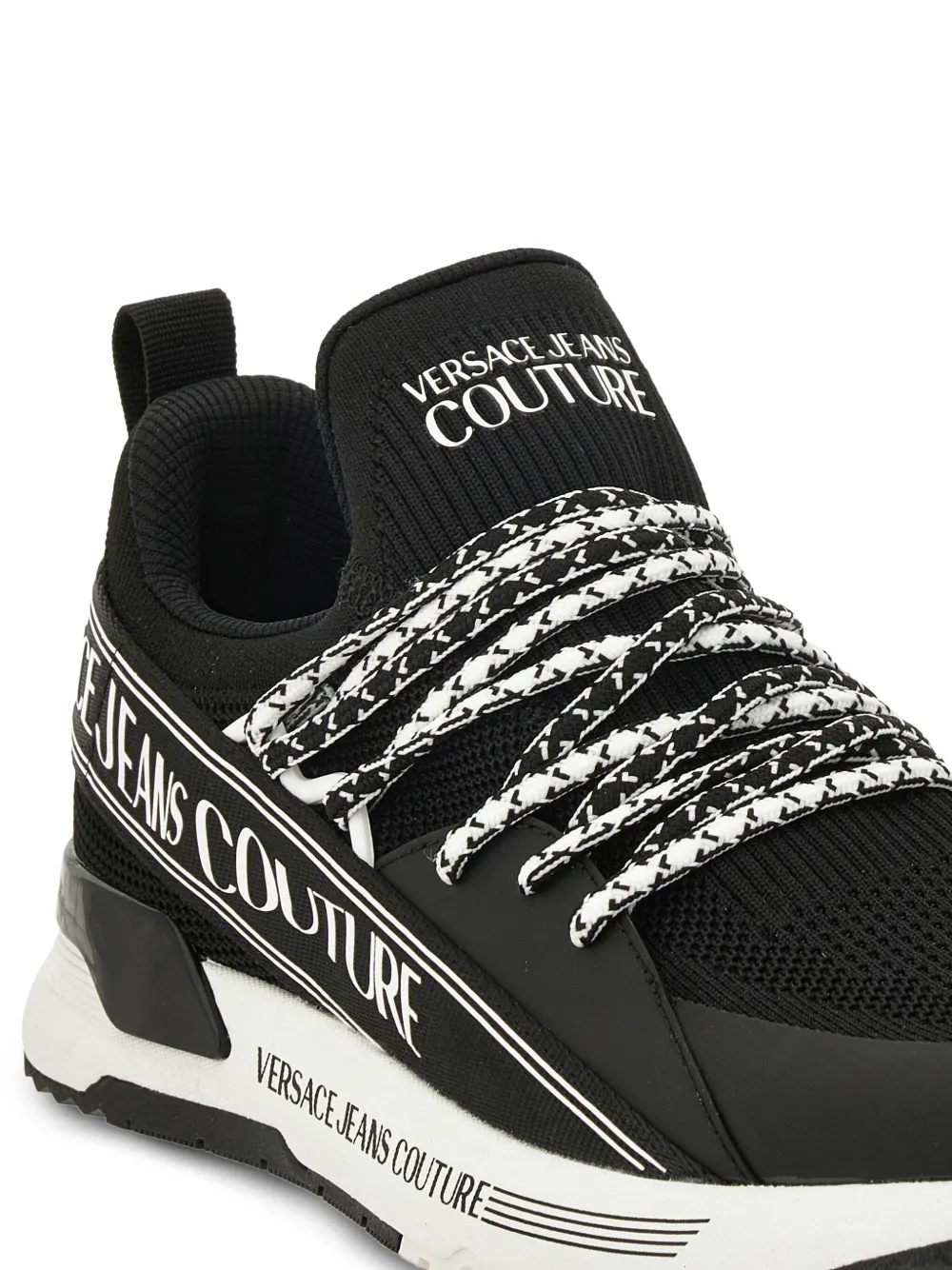Versace Jeans Couture Lace-up Logo Sneakers In Black