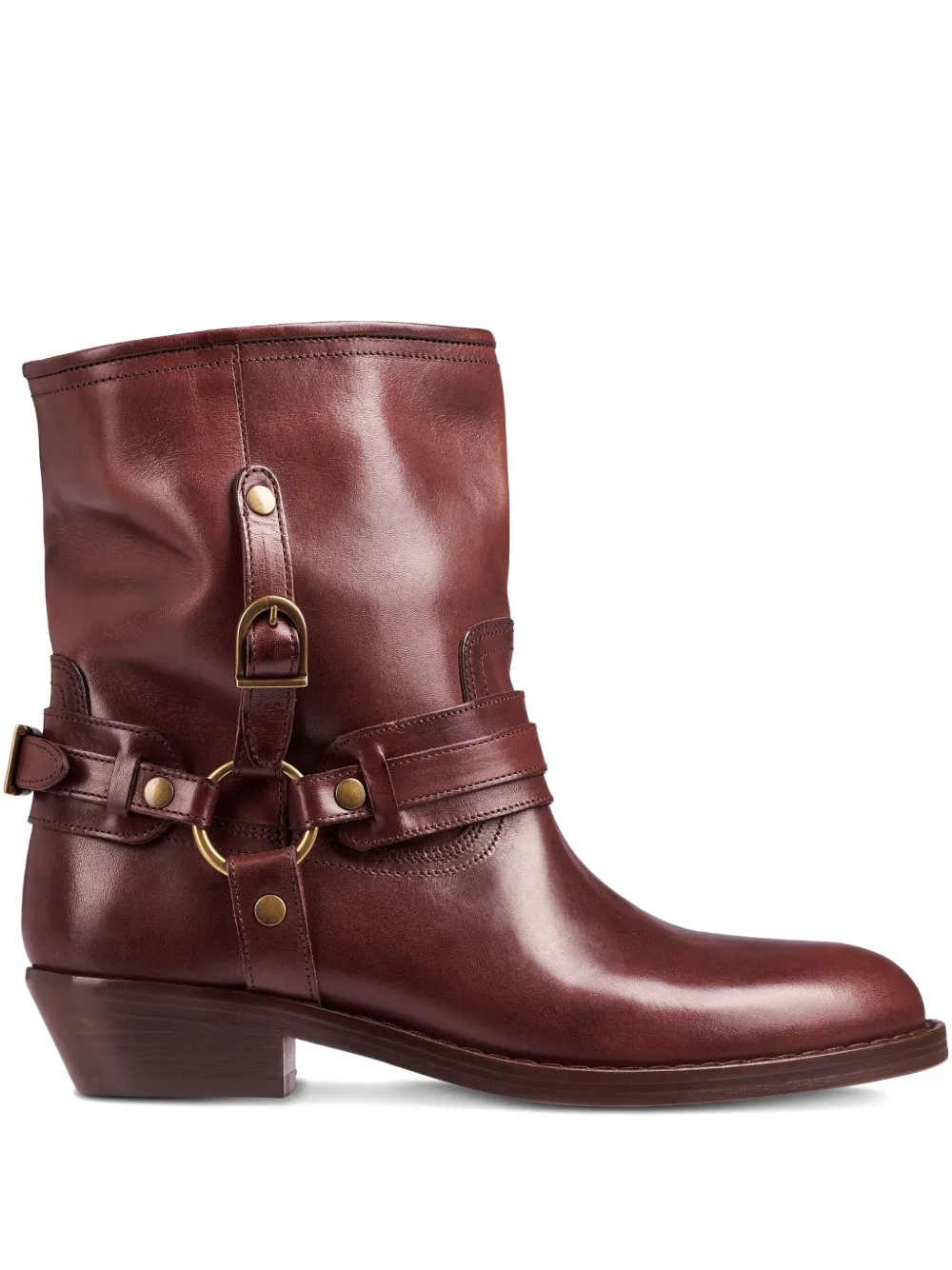 Isabel Marant Ildred Buckle-strap Leather Boots In Red