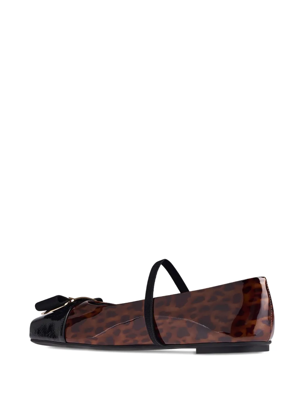 Ferragamo Vara Plate patent-leather ballet flats Brown