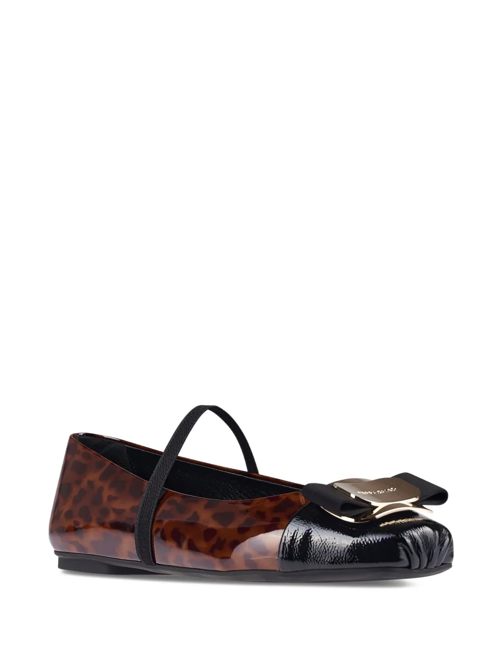 Ferragamo Vara Plate patent-leather ballet flats Brown