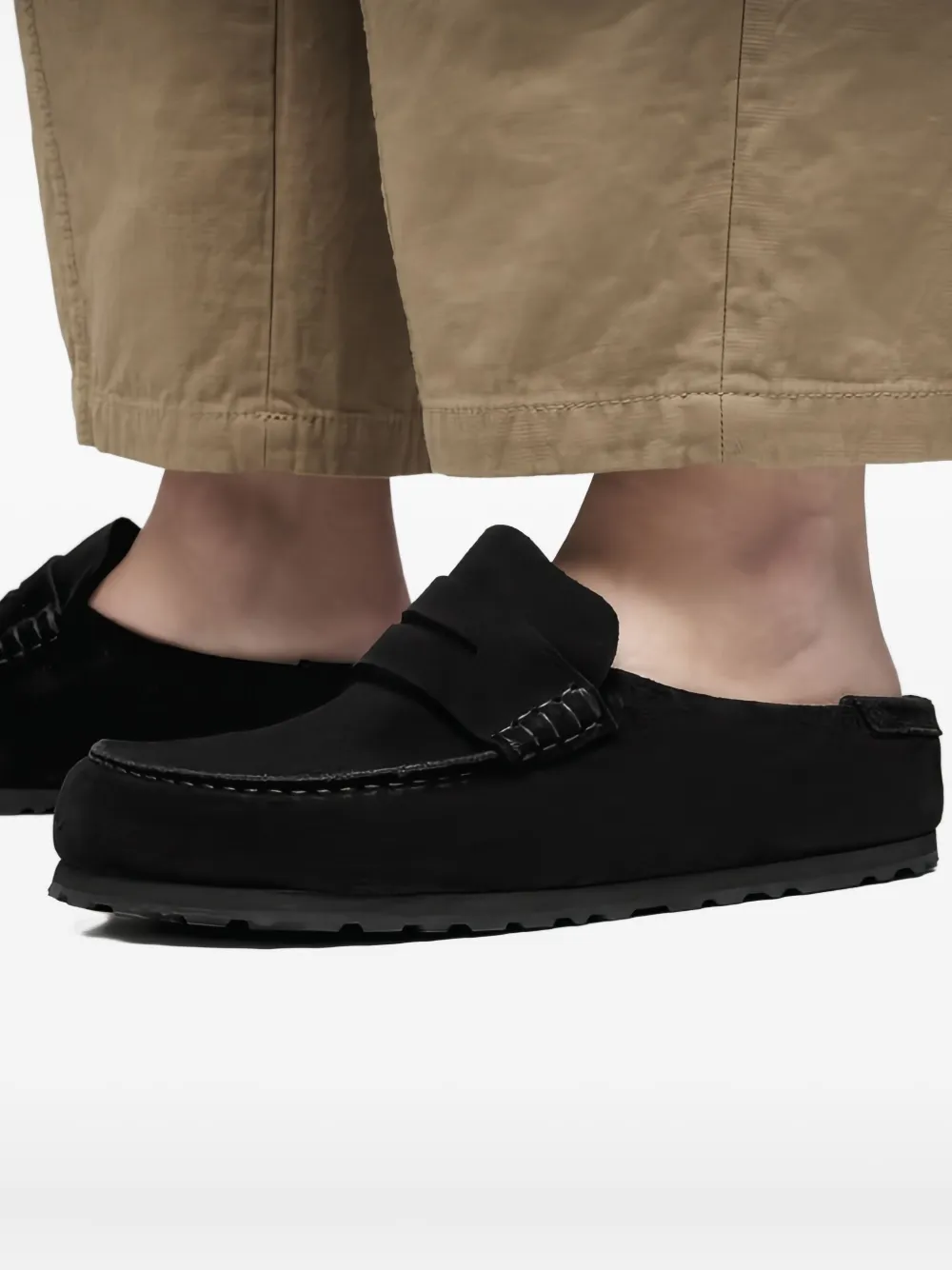 Birkenstock Naples Wrapped penny-strap suede mules Black