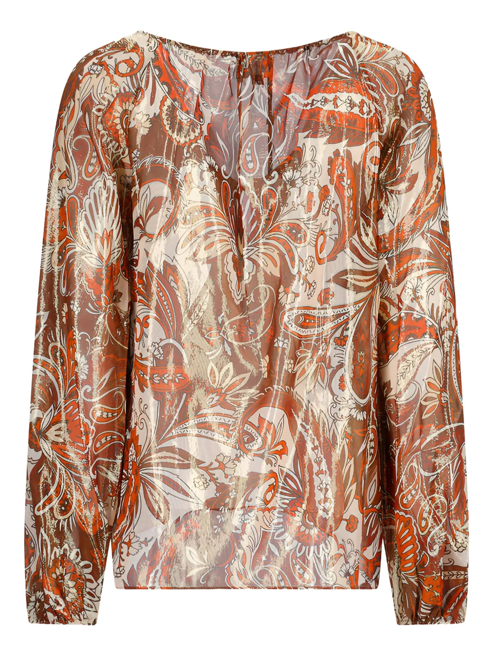 Retrofete Metallic blouse met paisley-print Bruin