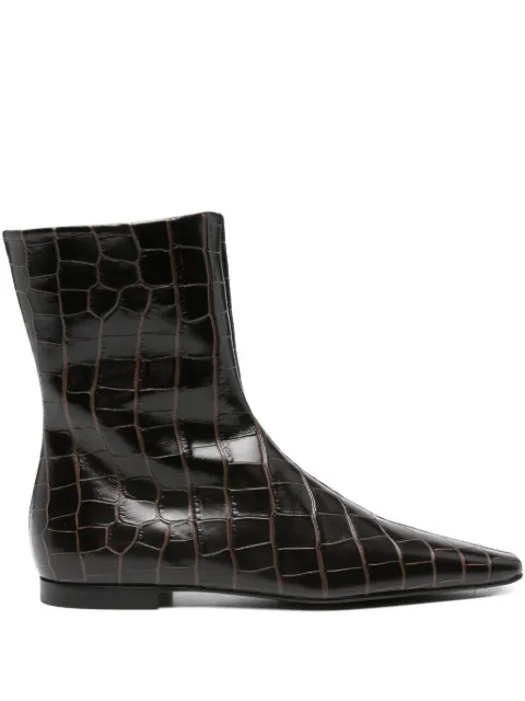 TOTEME zipped croc-embossed boots