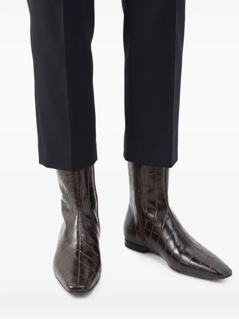 TOTEME zipped croc-embossed boots