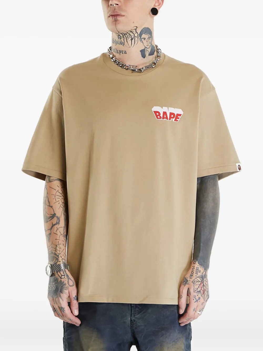 A BATHING APE Bape logo T-shirt Beige