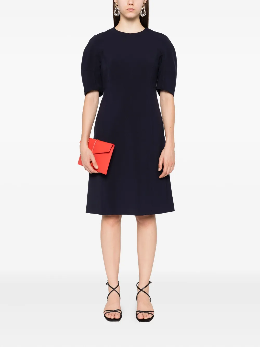 Peserico Midi-jurk met pofmouwen Blauw