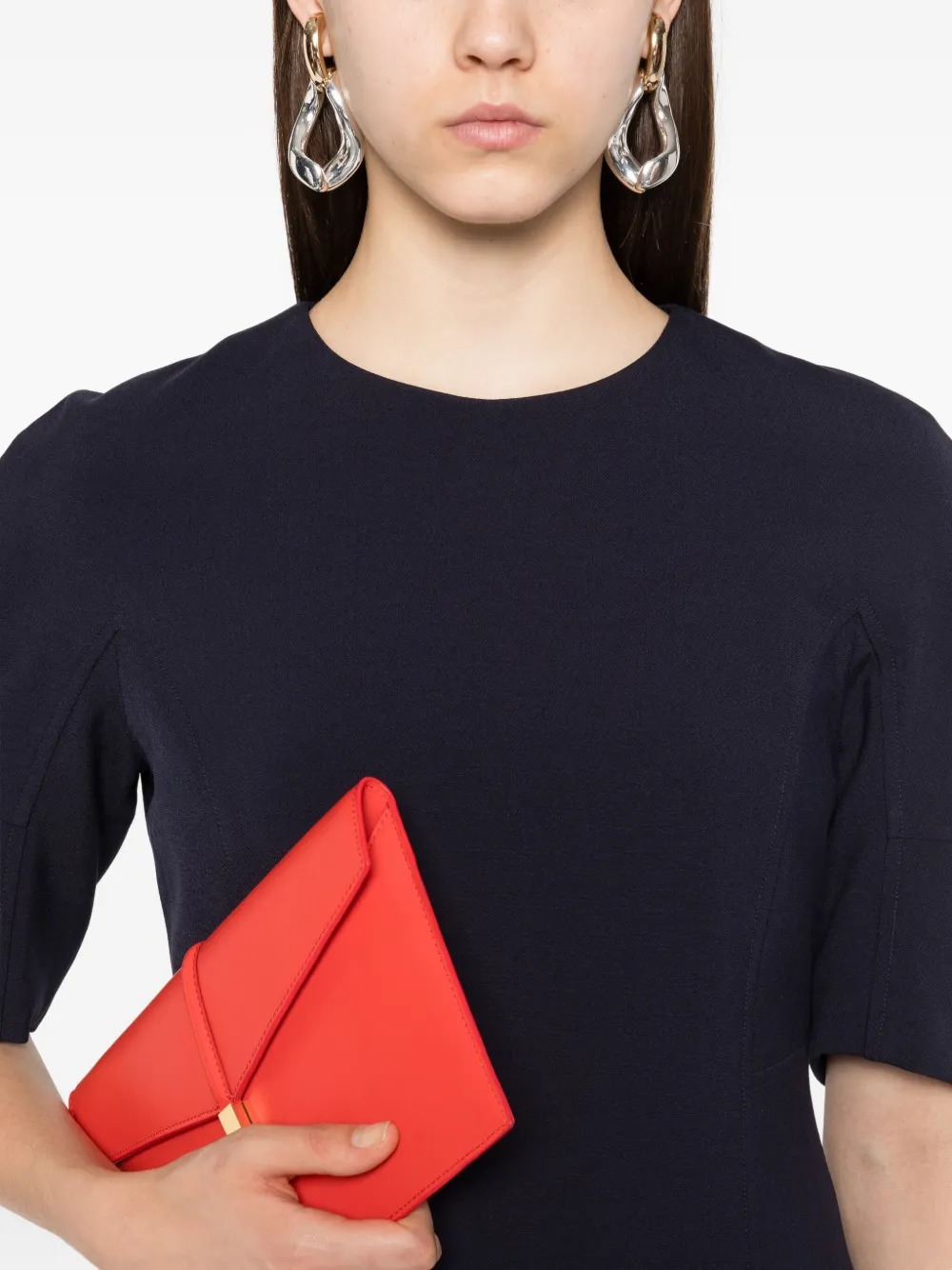 Peserico Midi-jurk met pofmouwen Blauw