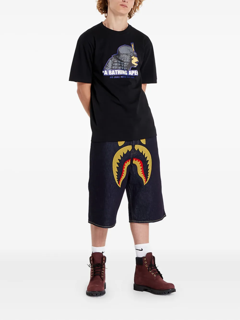 A BATHING APE Samurai T-shirt Zwart