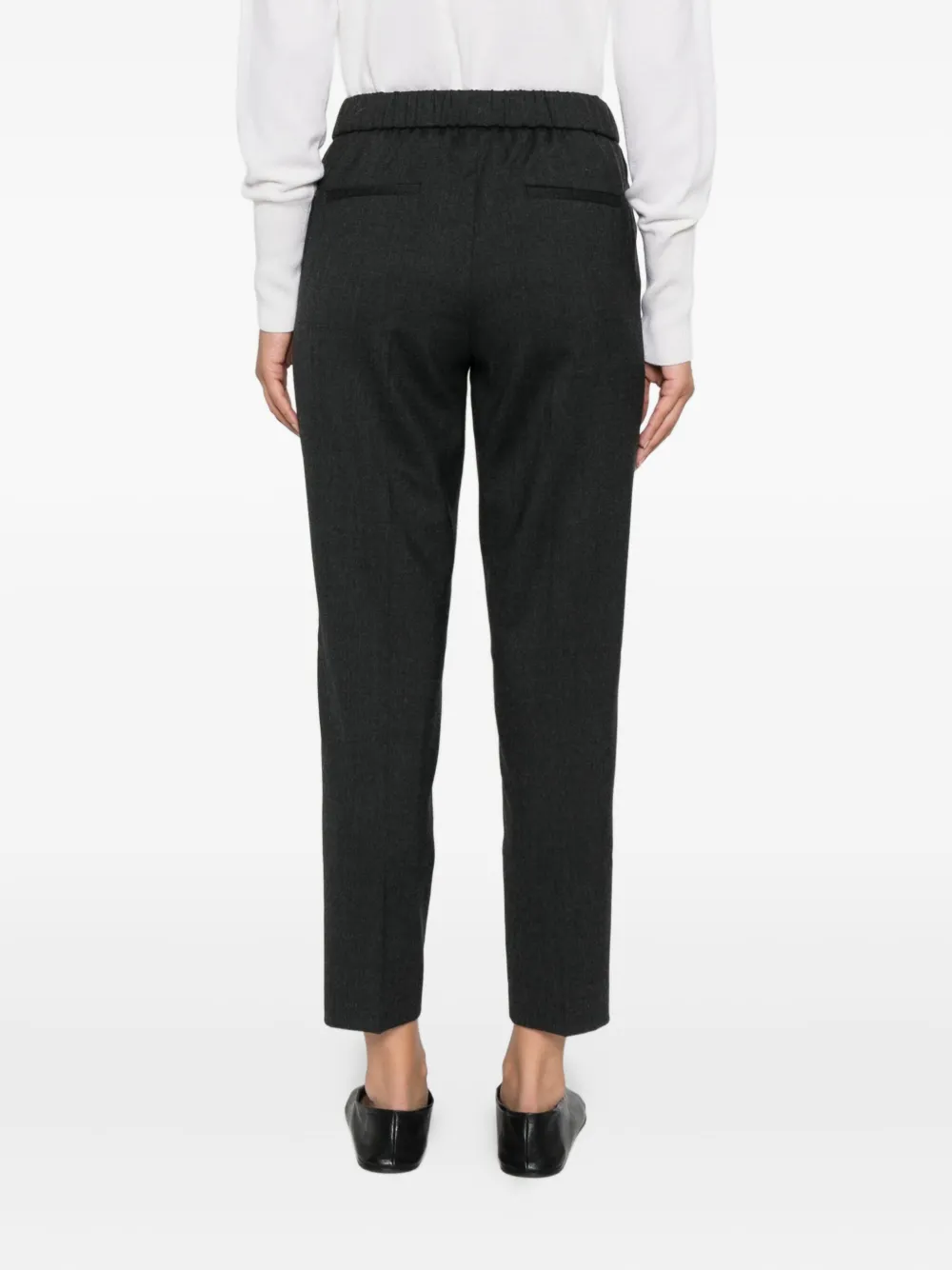 Peserico Broek met elastische tailleband en zijstreep Grijs