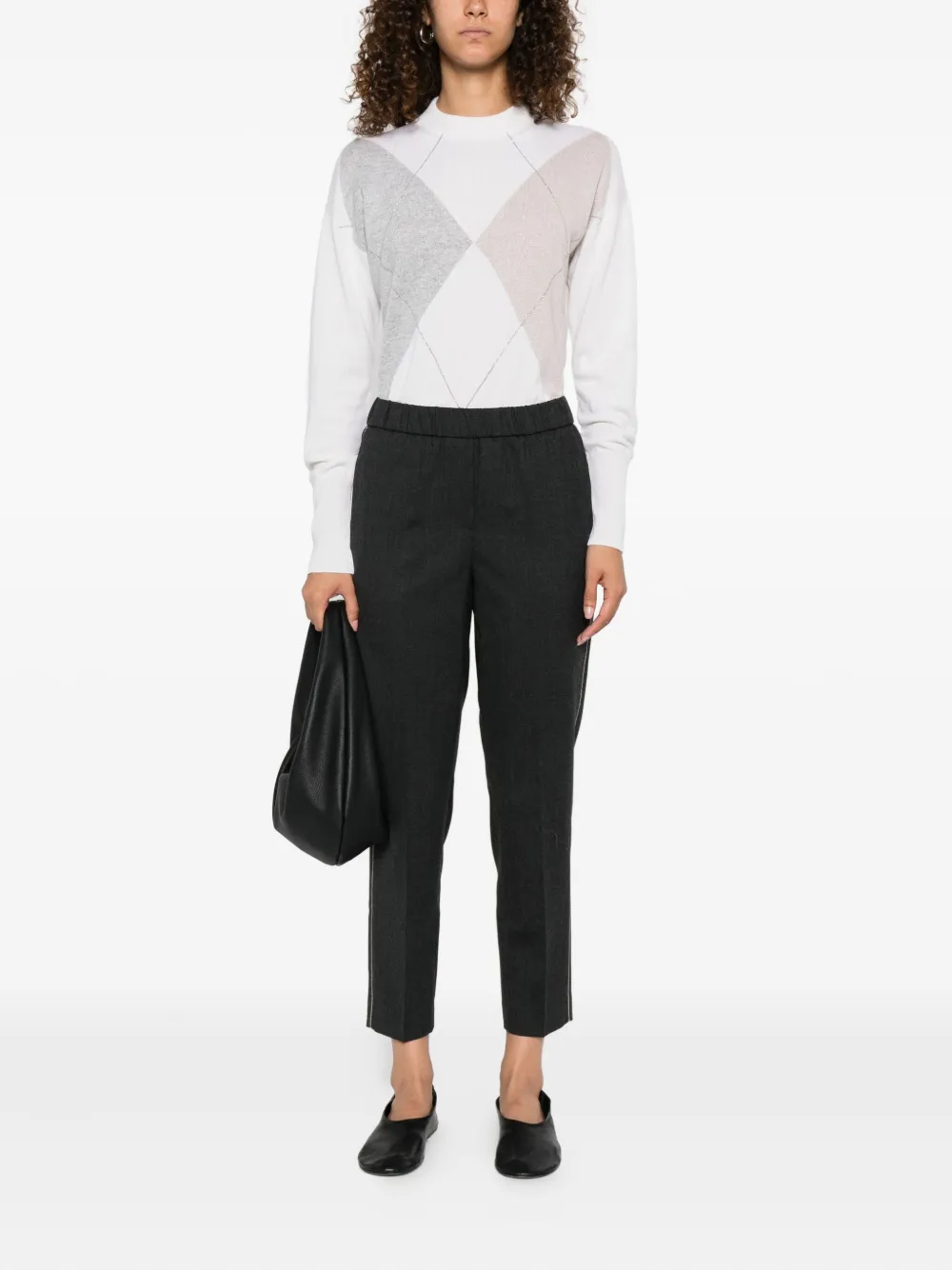 Peserico  side-stripe elasticated-waistband trousers | Straight-Leg Pants | Image 2