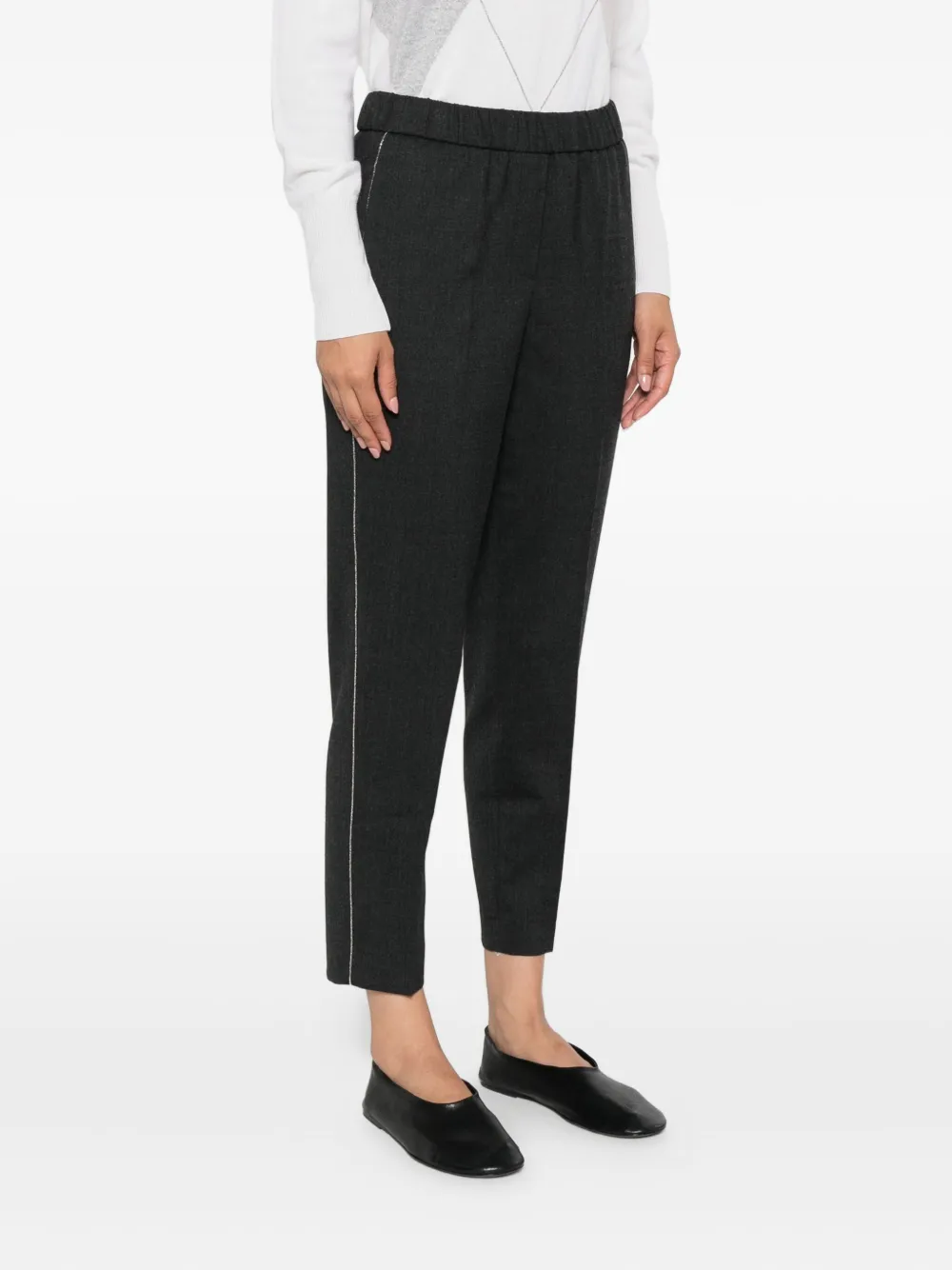 Peserico Broek met elastische tailleband en zijstreep Grijs
