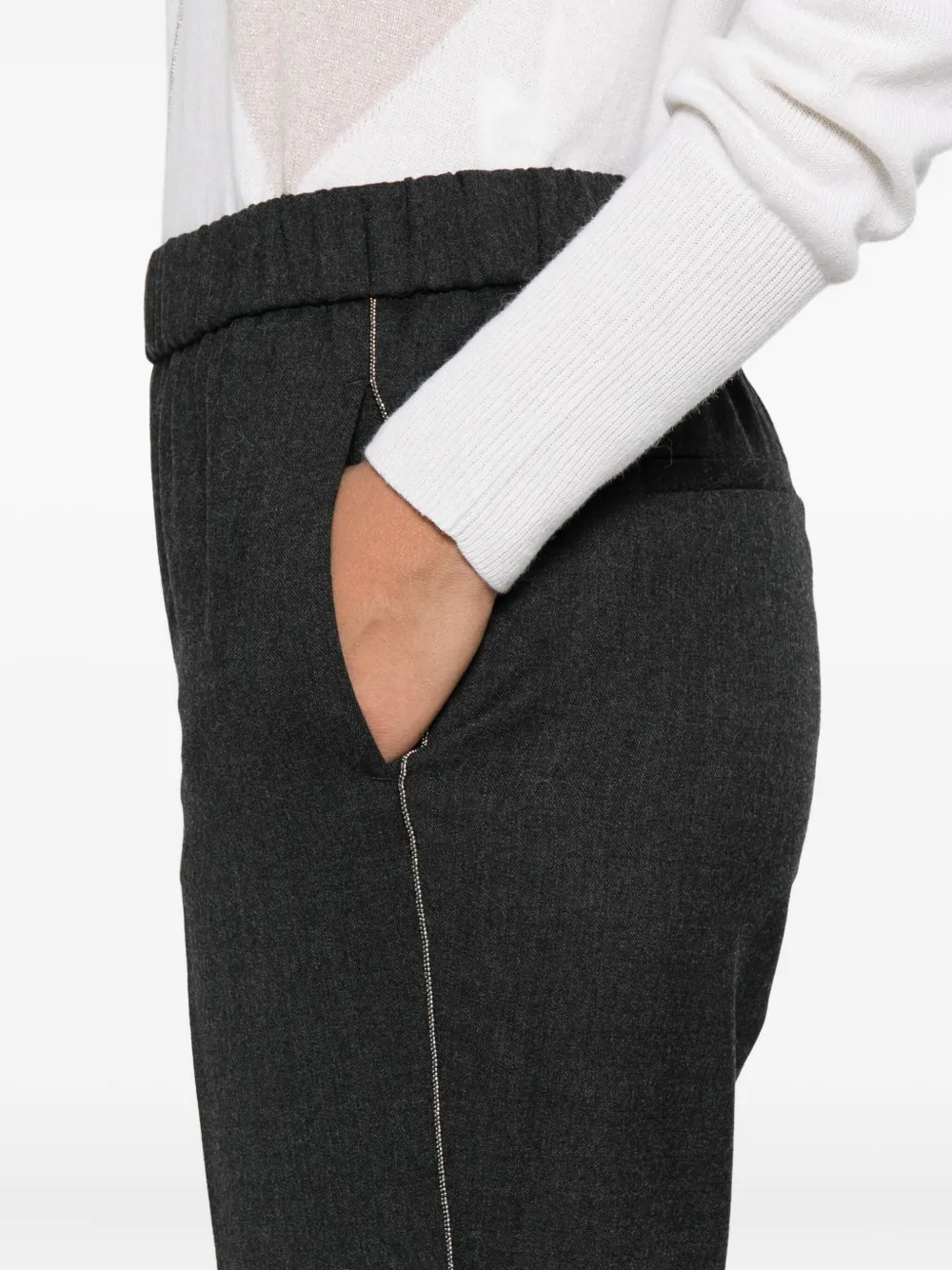 Peserico Broek met elastische tailleband en zijstreep Grijs