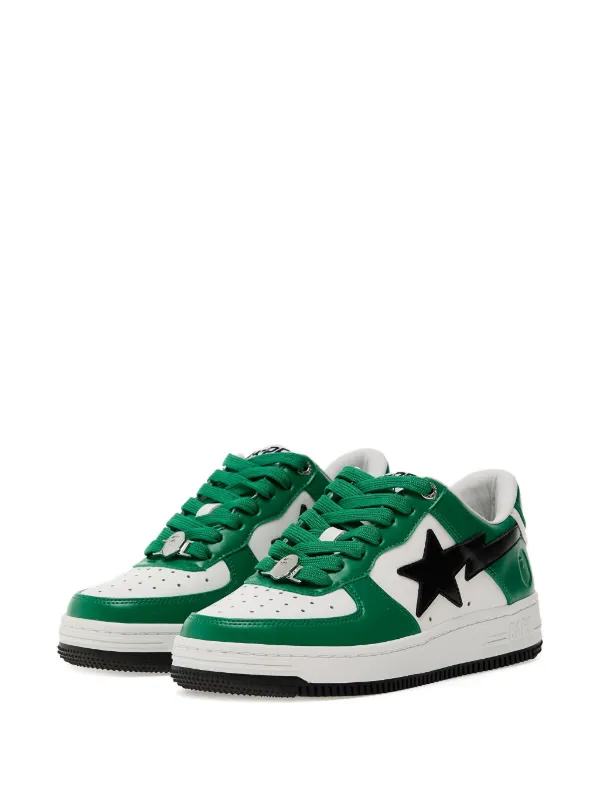 A BATHING APE® Bape Sta 3 Leather Sneakers | Green | FARFETCH