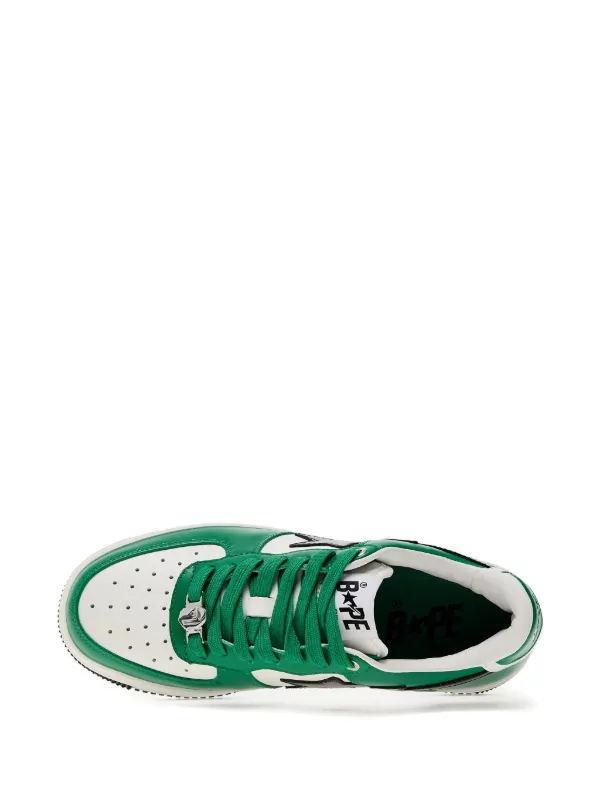 A BATHING APE® Bape Sta 3 Leather Sneakers | Green | FARFETCH