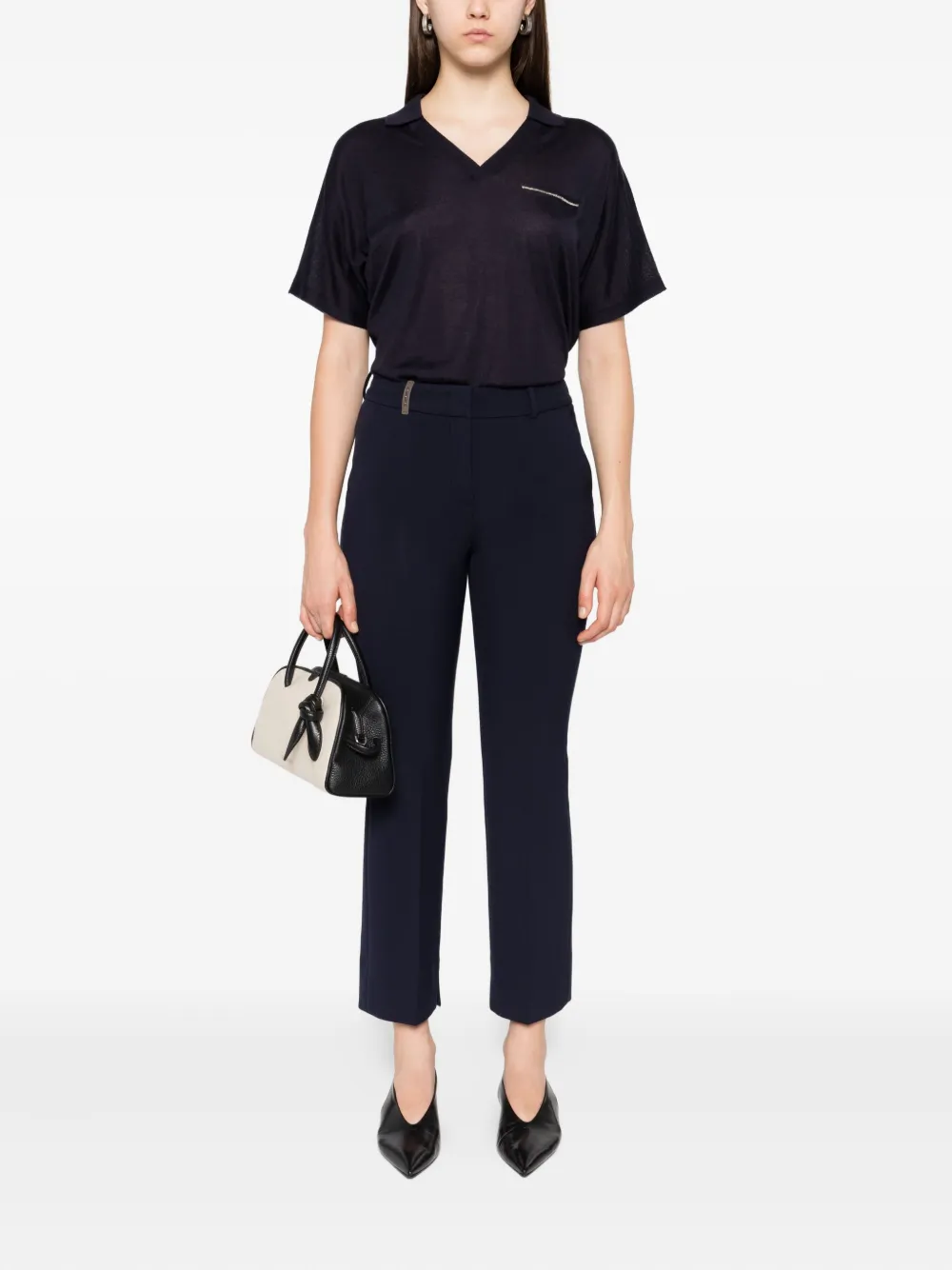 Peserico Broek met zijsplit Blauw