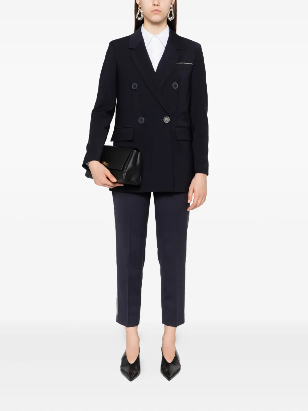 Peserico Broek met zijstreepen elastische taille Blauw