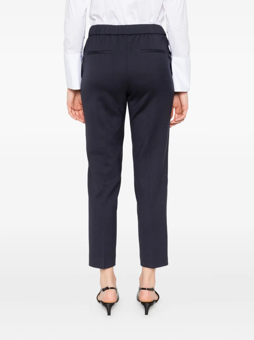 Peserico Broek met zijstreepen elastische taille Blauw