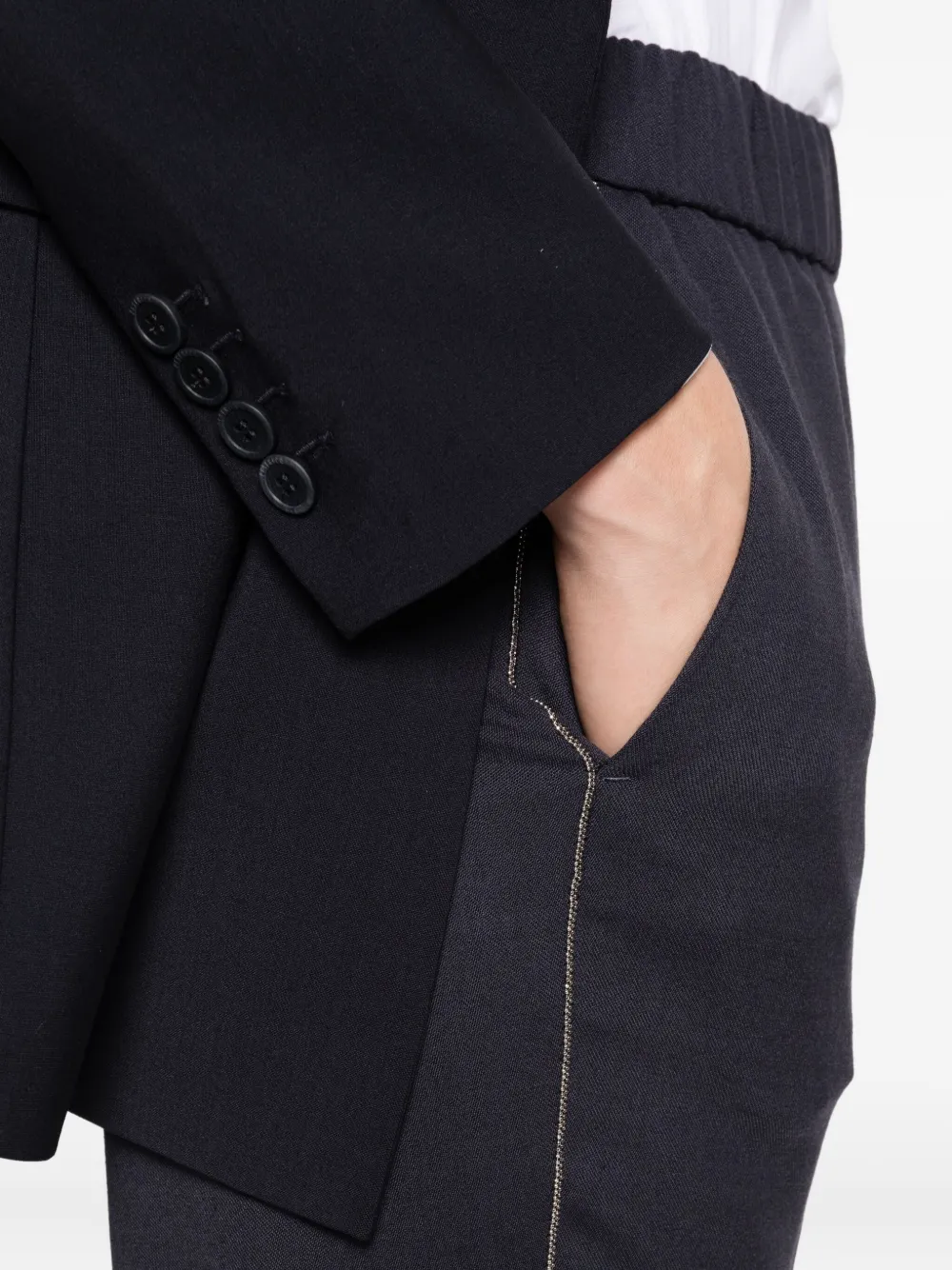 Peserico Broek met zijstreepen elastische taille Blauw