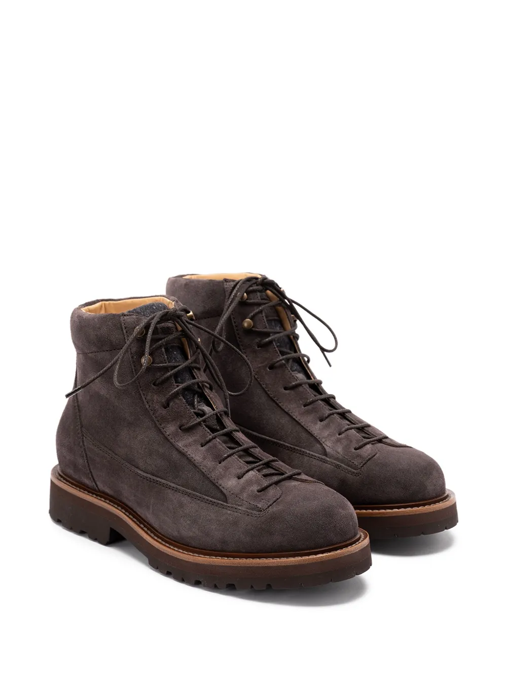 Brunello Cucinelli suede lace-up boots Grey
