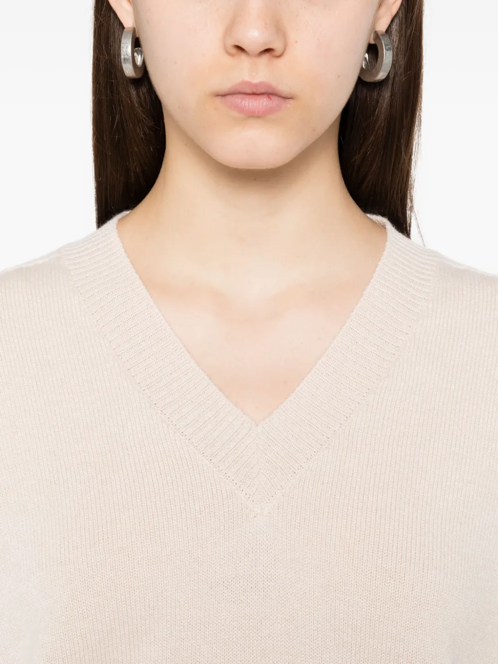 Peserico Kasjmier trui met V-hals Beige