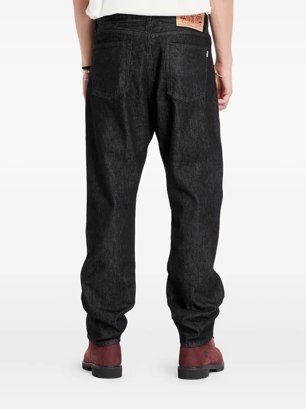 A BATHING APE Jeans met geborduurde haaienkop Zwart