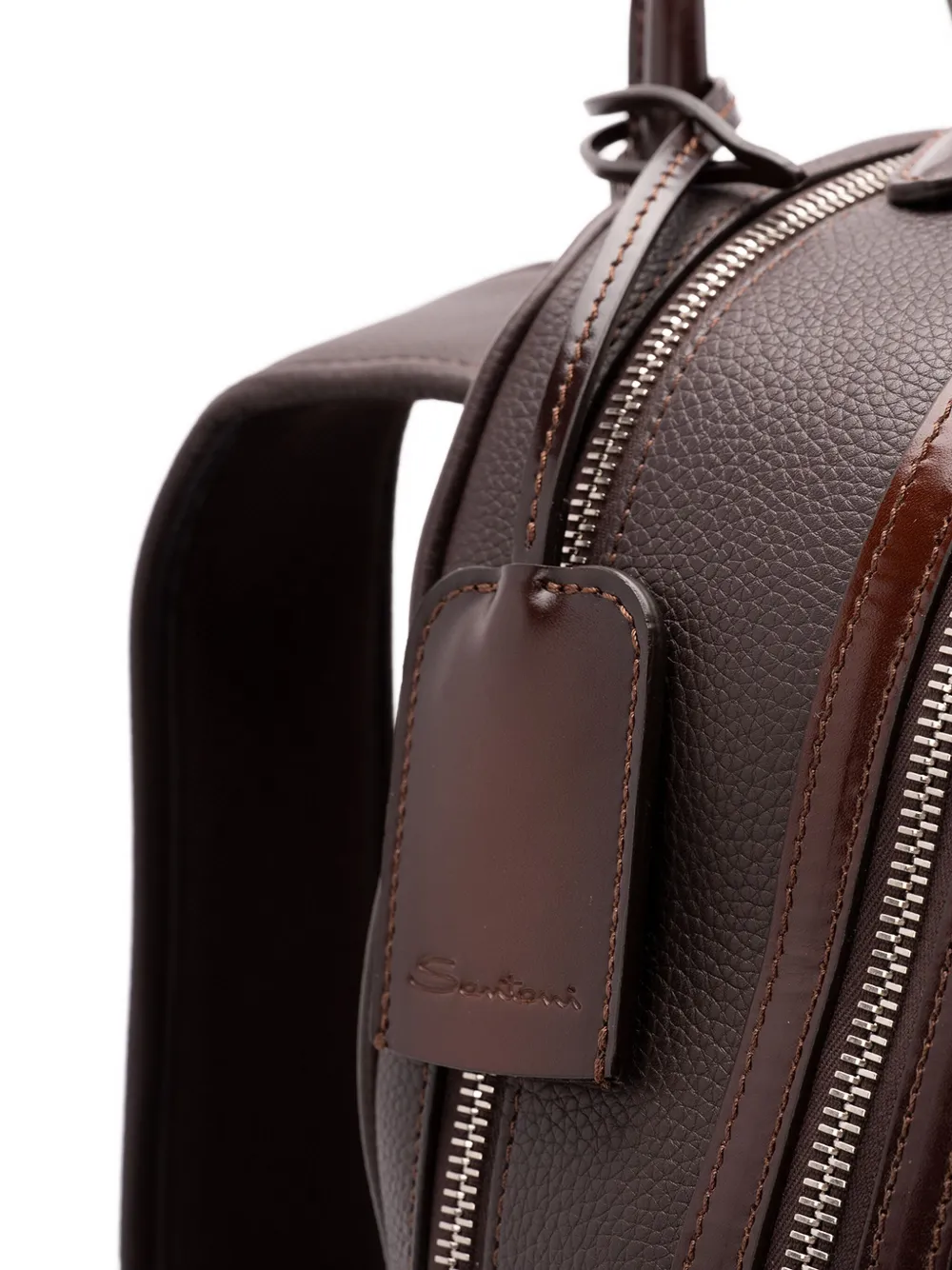 Santoni Leren rugzak met ritssluiting Bruin