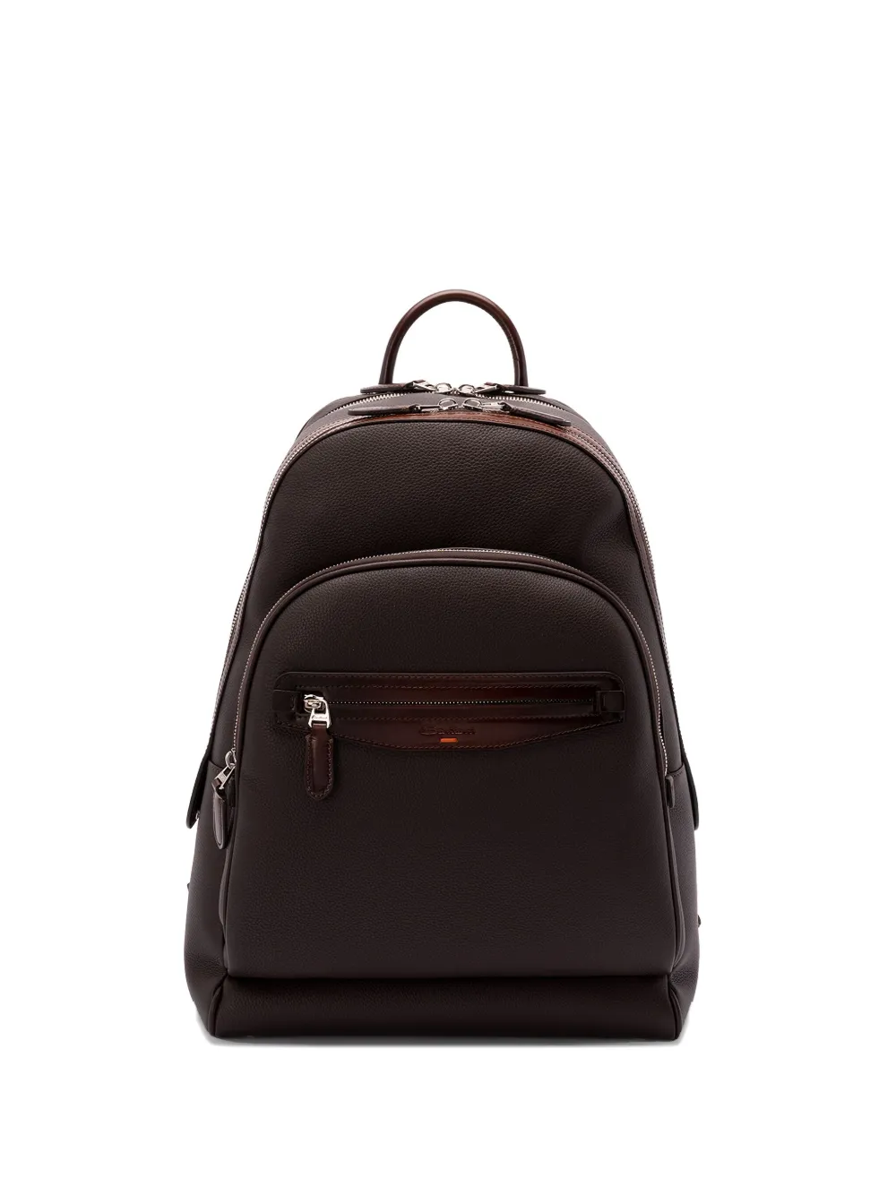 Santoni leather zip-fastening backpack - Marrone