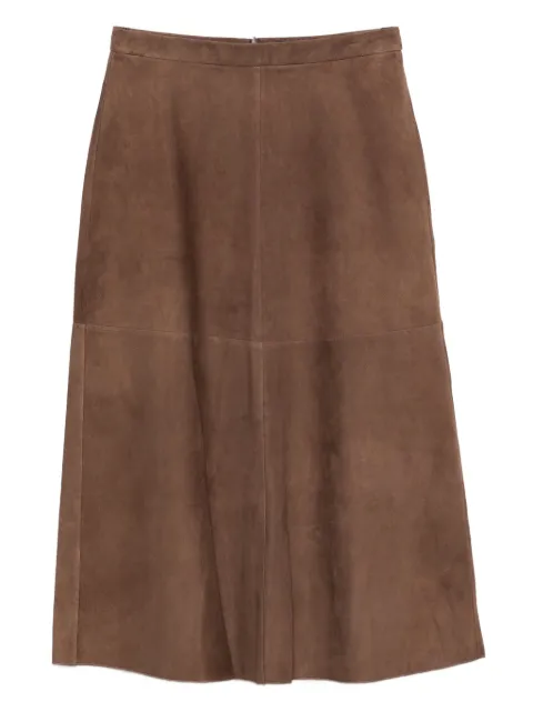 'S Max Mara midi nederdel med A-snit i ruskind