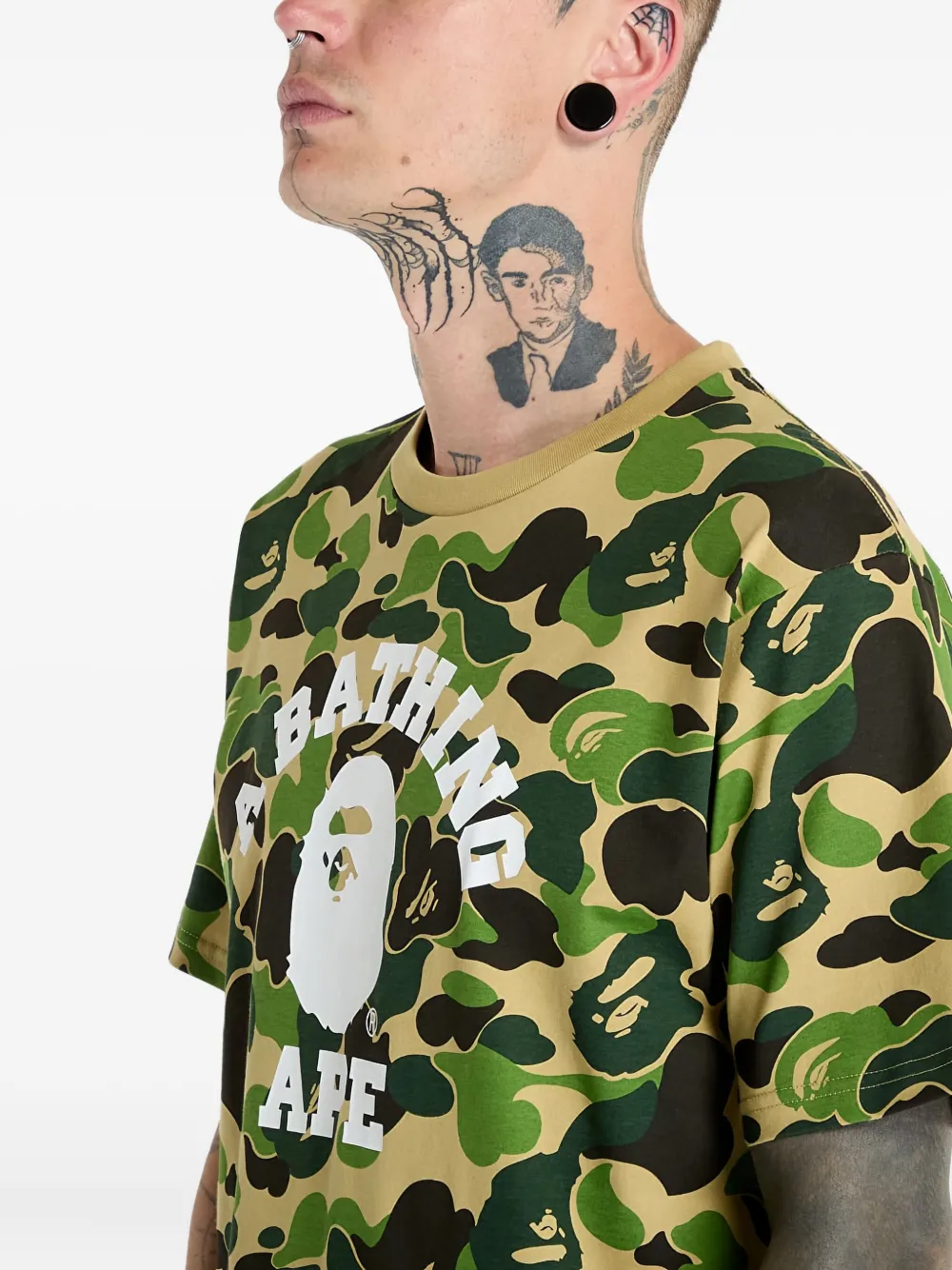 A BATHING APE T-shirt met camouflageprint Groen