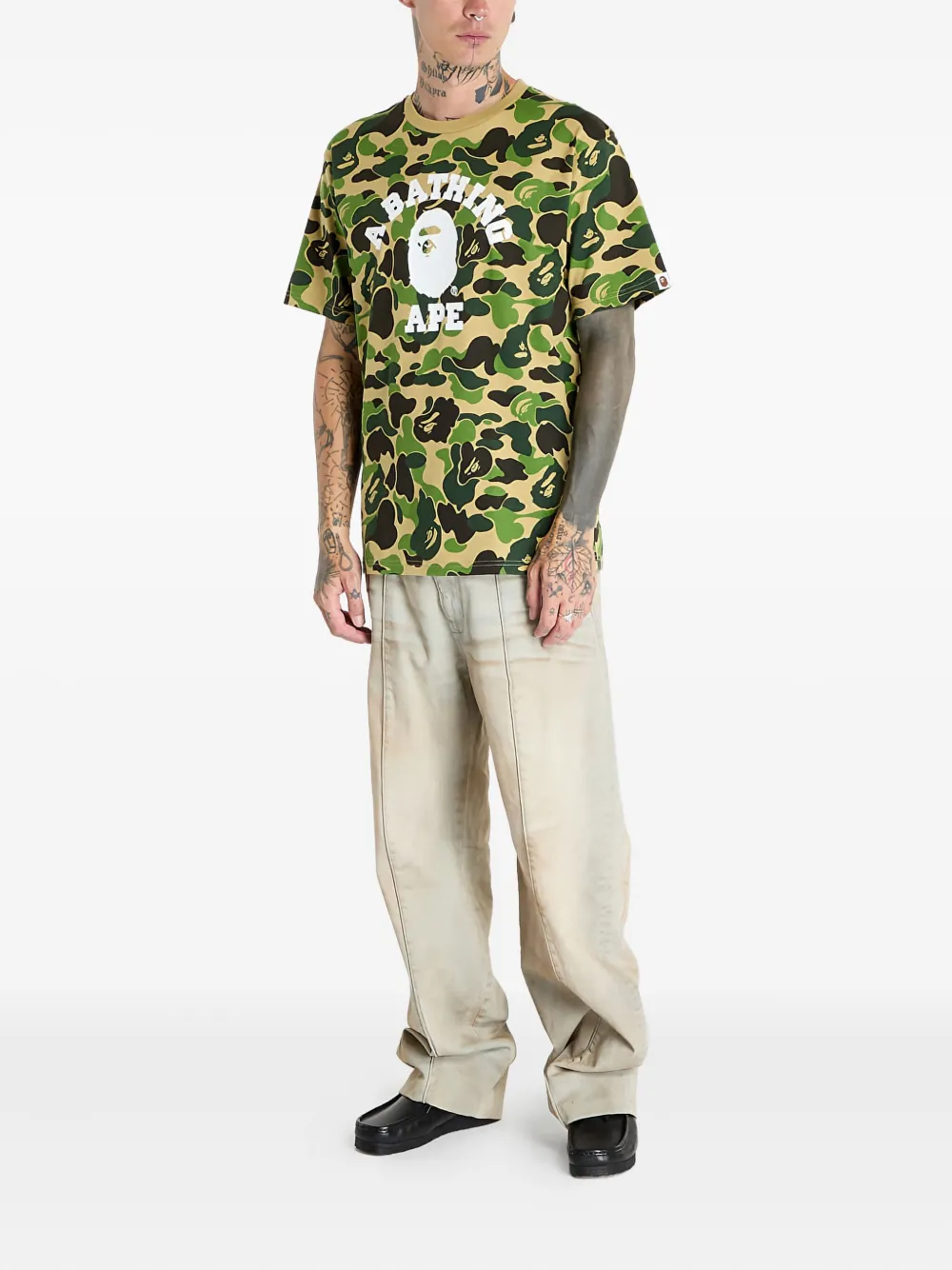 A BATHING APE T-shirt met camouflageprint - Groen