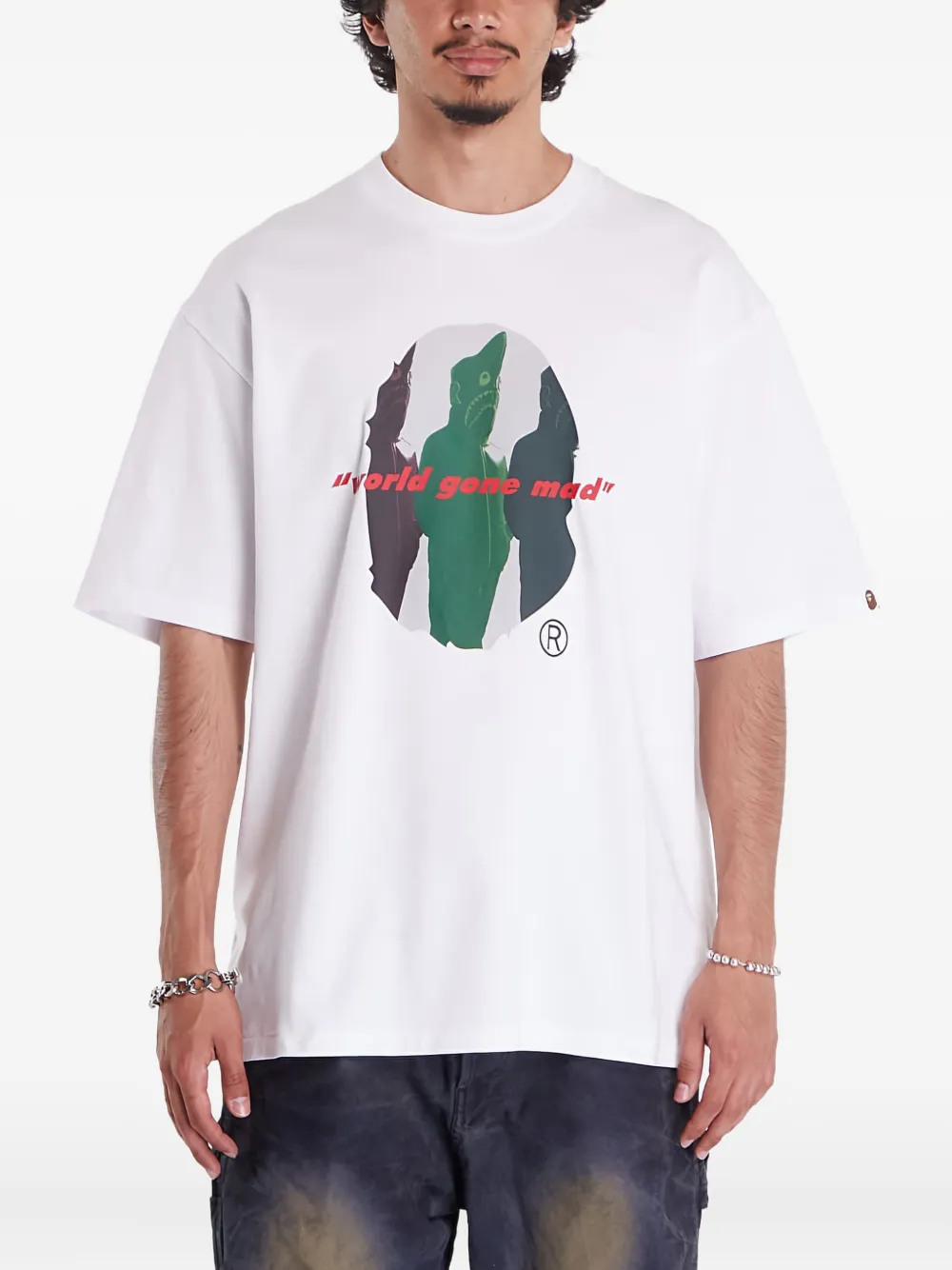 A BATHING APE sharks graphic T-shirt Wit