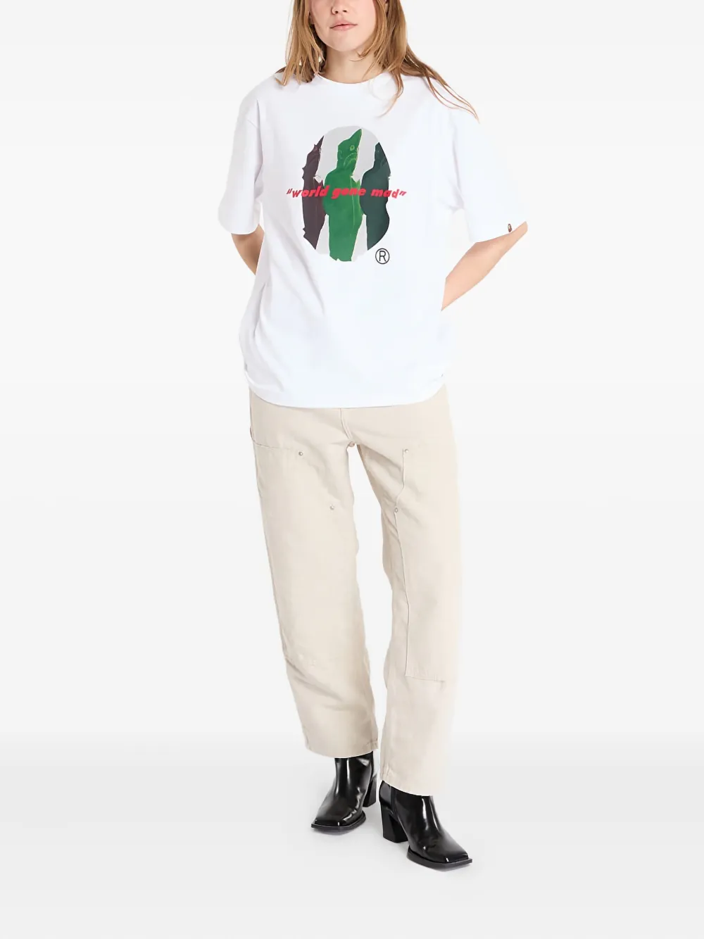 A BATHING APE T-shirt met haaienprint Wit