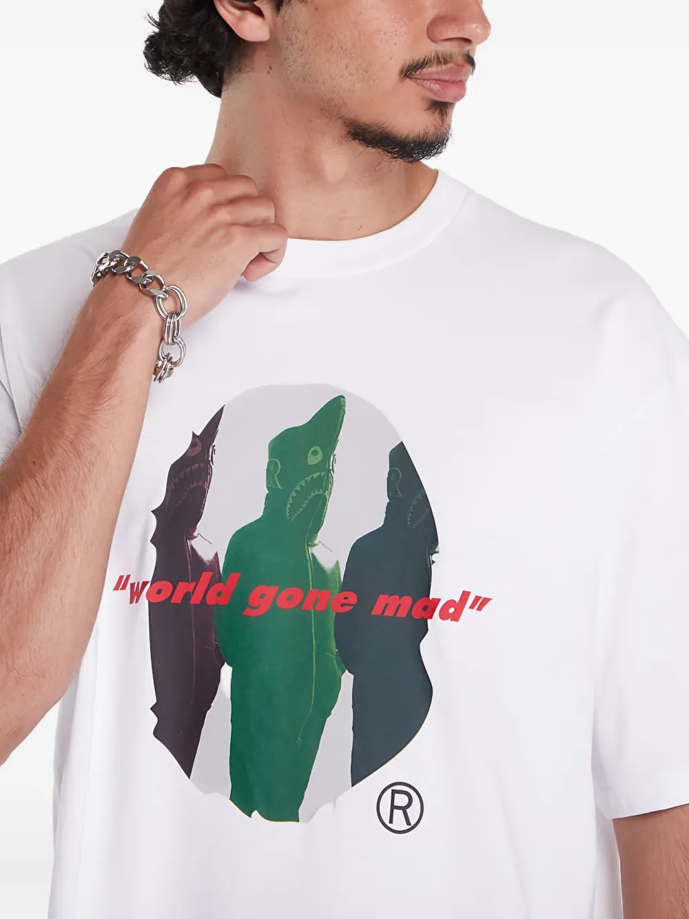 A BATHING APE T-shirt met haaienprint Wit