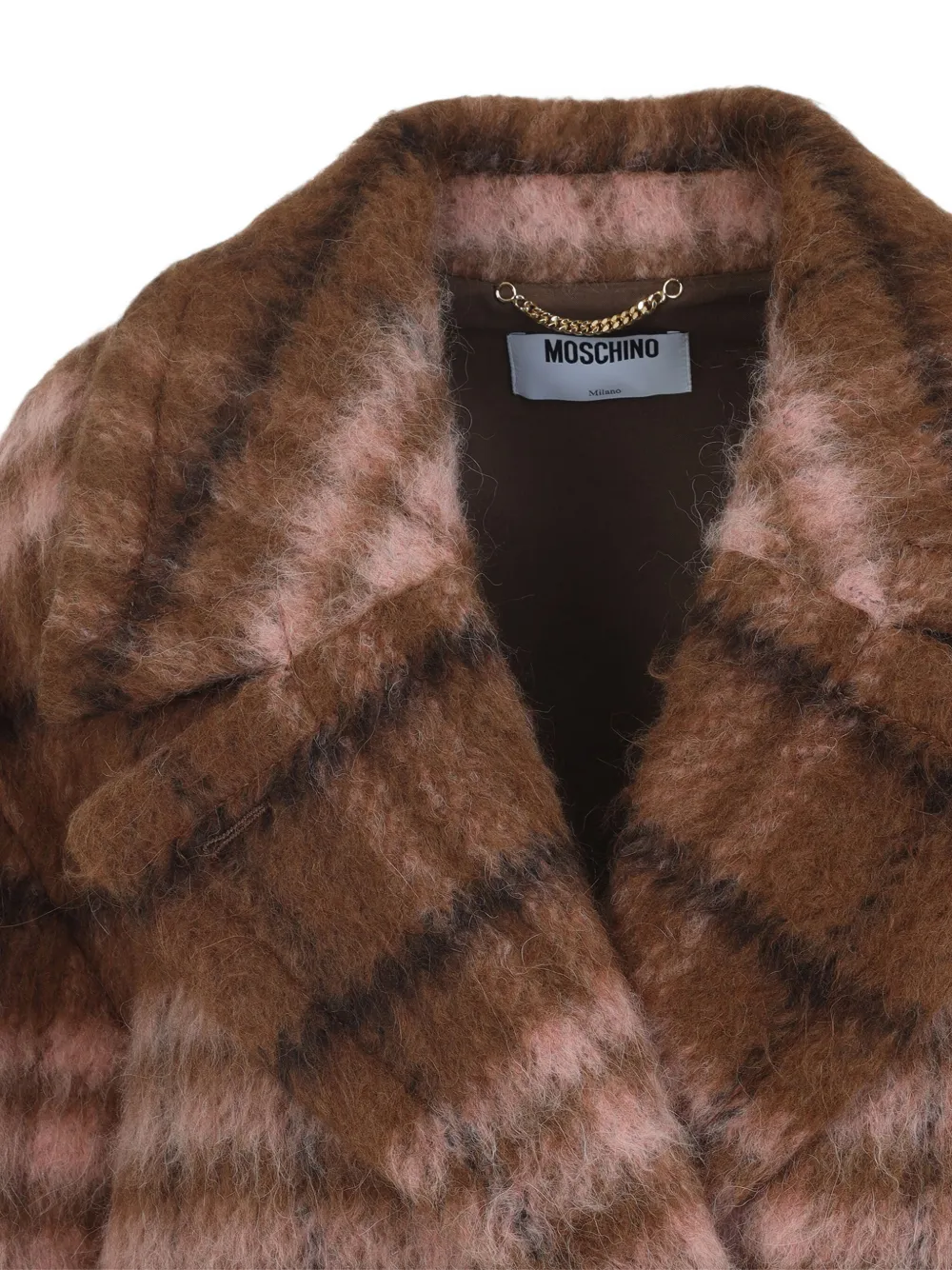 Moschino Geruite jas met dubbele rij knopen Bruin