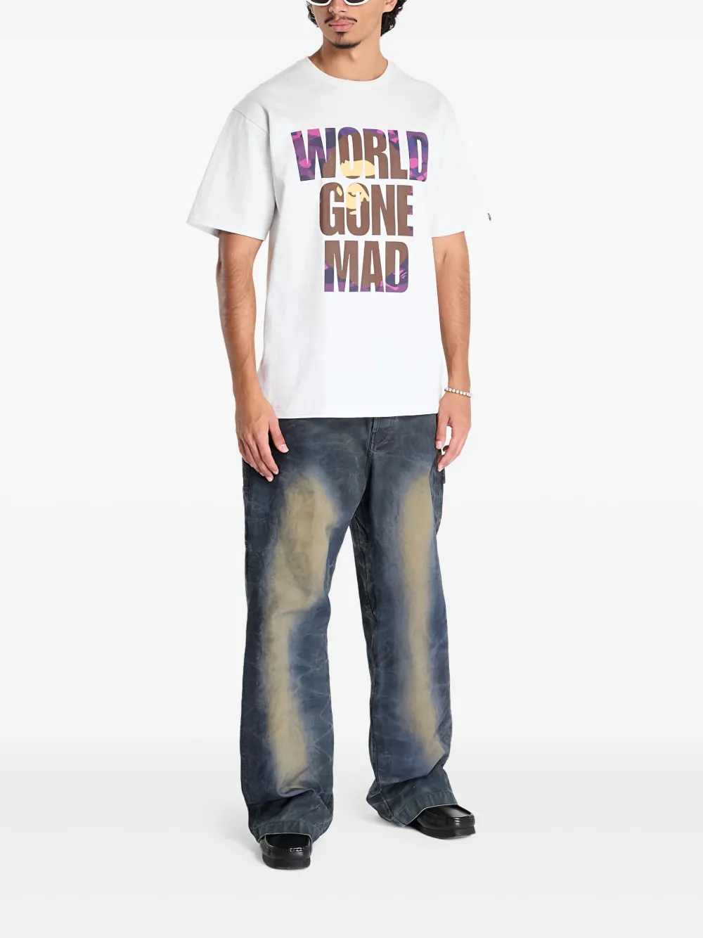 A BATHING APE Color Camo WGM Ape Head Overlap katoenen T-shirt Grijs