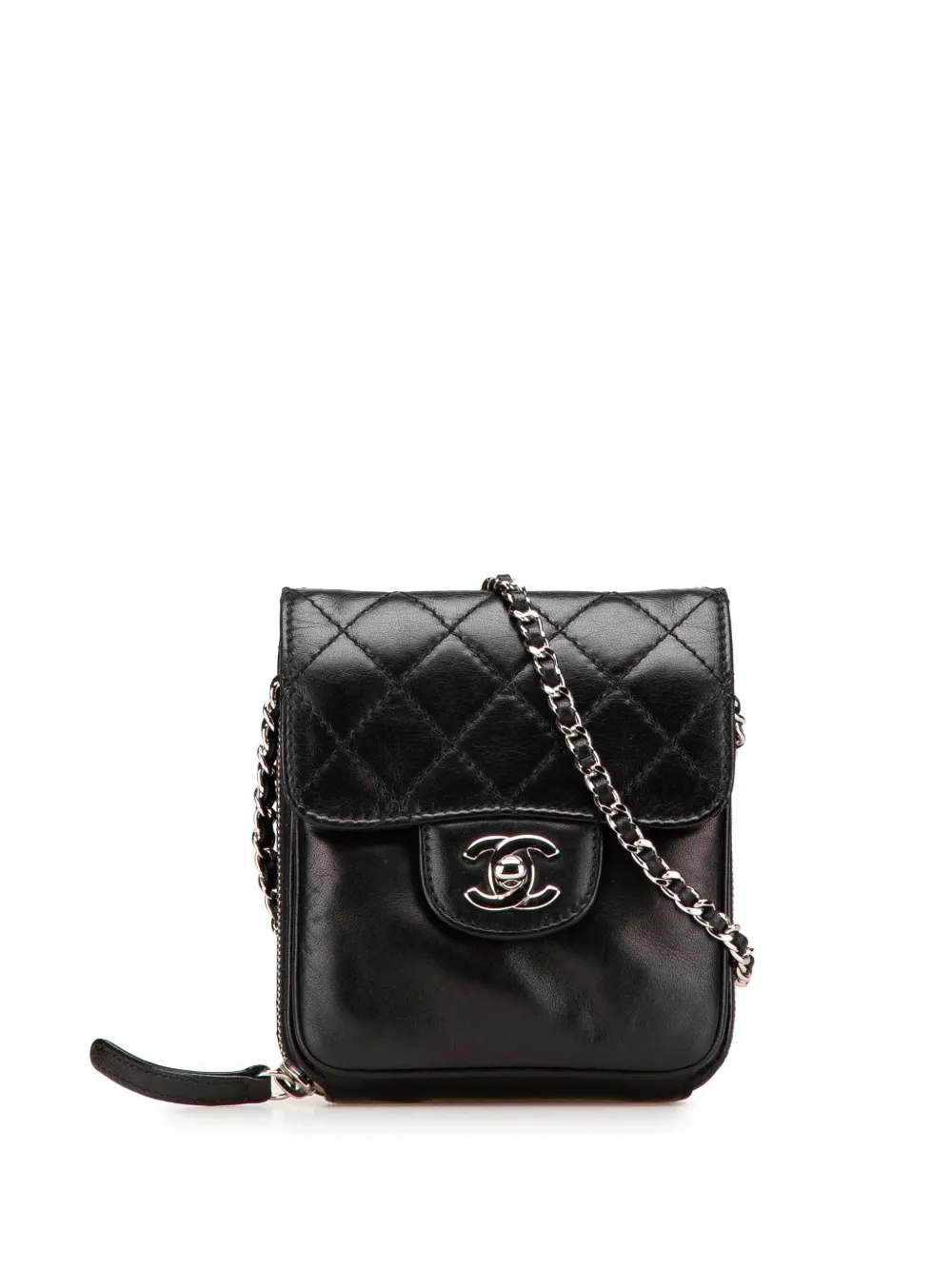 CHANEL Pre-Owned 2012 ココマーク マトラッセ ラムスキン ウォレットオンチェーン ショルダーバッグ - ブラック CHANEL Pre-Owned 2012 ココマーク マトラッセ ラムスキン ウォレットオンチェーン ショルダーバッグ - ブラック