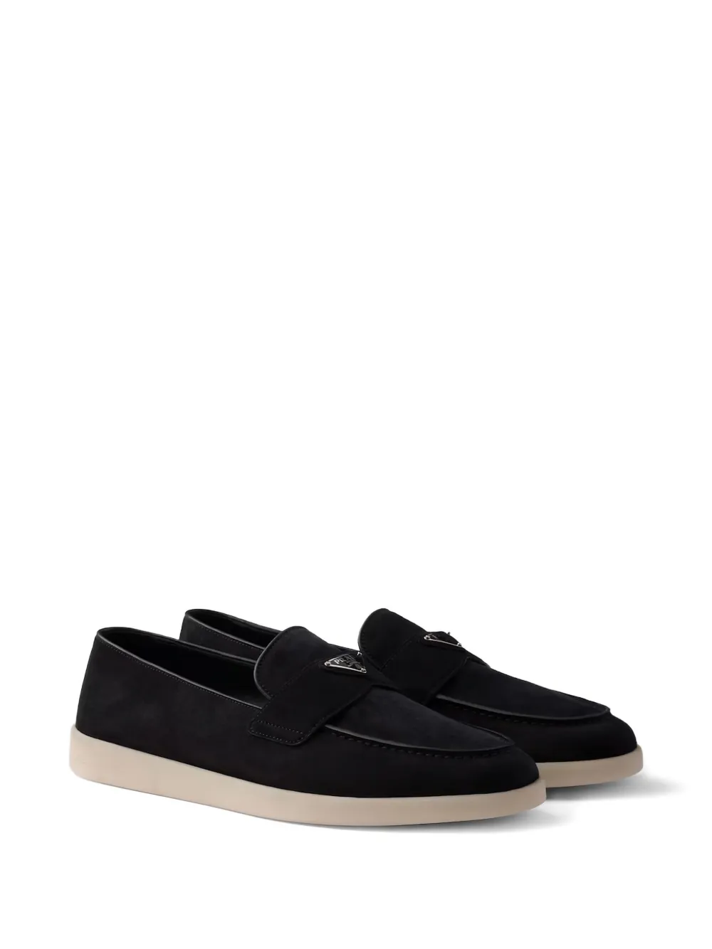 Prada Loafers met logoplakkaat - Zwart