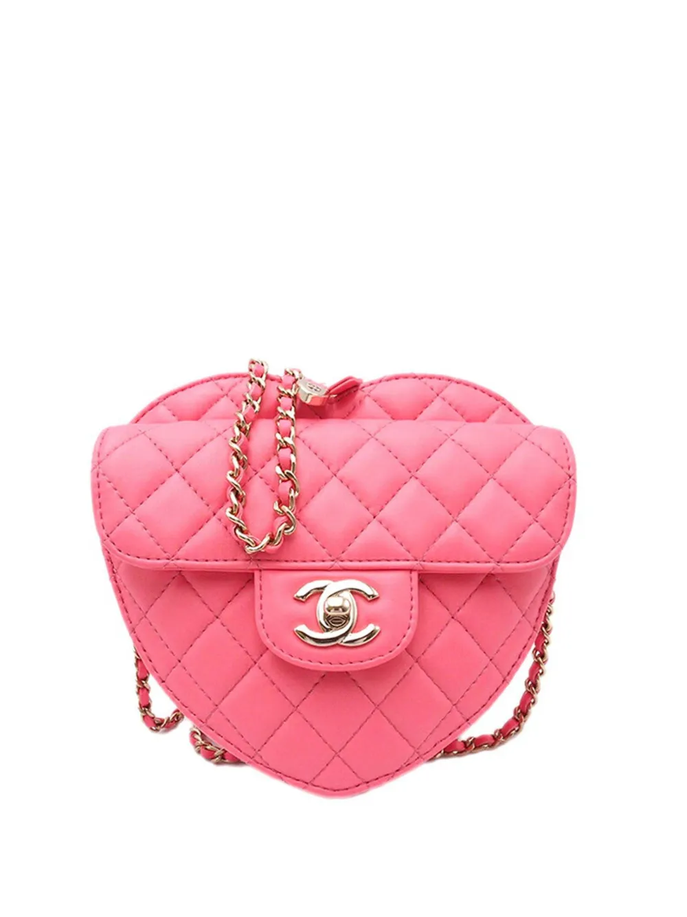 CHANEL Pre-Owned 2021-2025 ラムスキン ココマーク イン ラブ ハート ショルダーバッグ - ピンク CHANEL Pre-Owned 2021-2025 ラムスキン ココマーク イン ラブ ハート ショルダーバッグ - ピンク