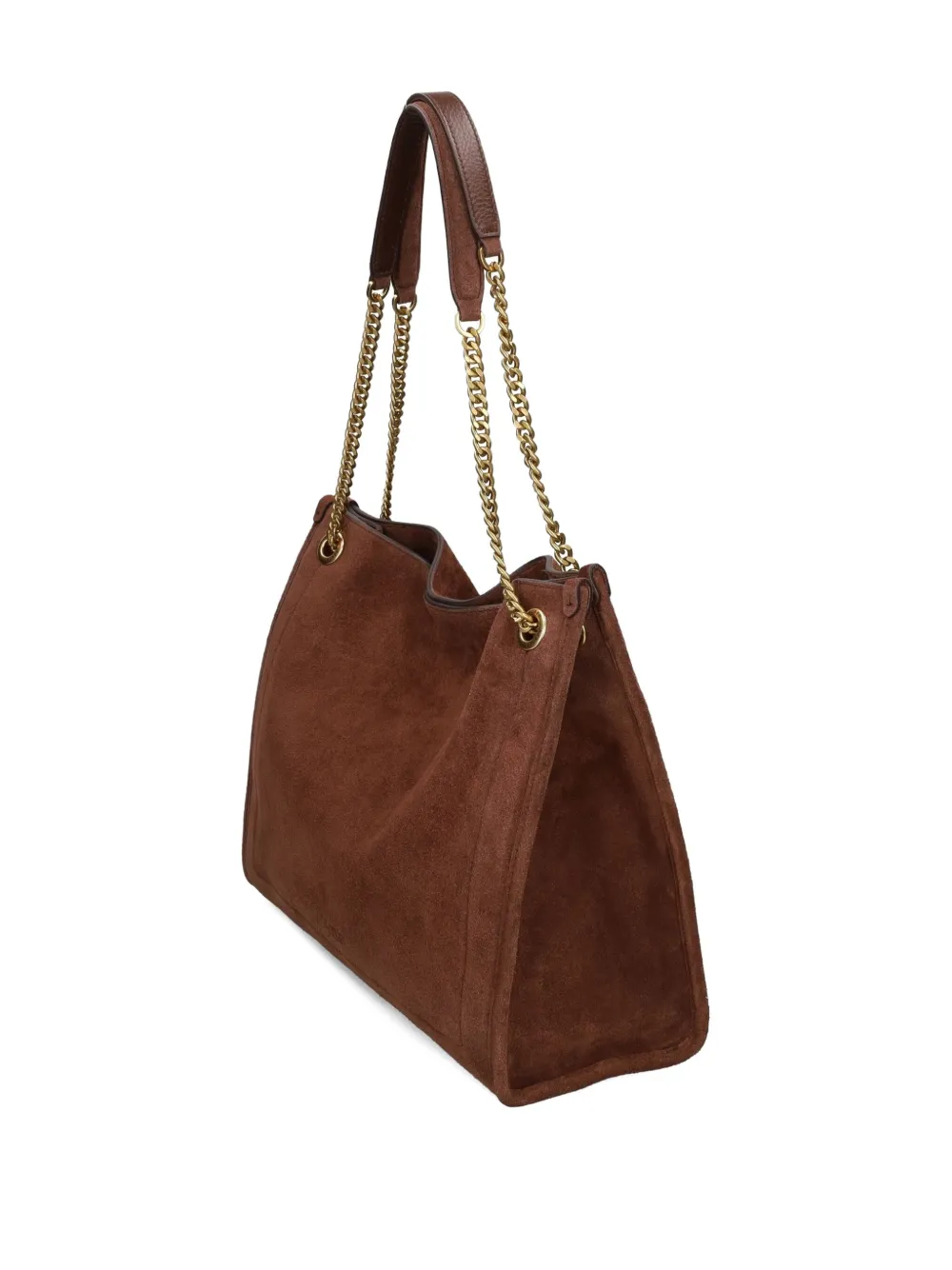 Lauren Ralph Lauren Suède shopper met kettingband Bruin