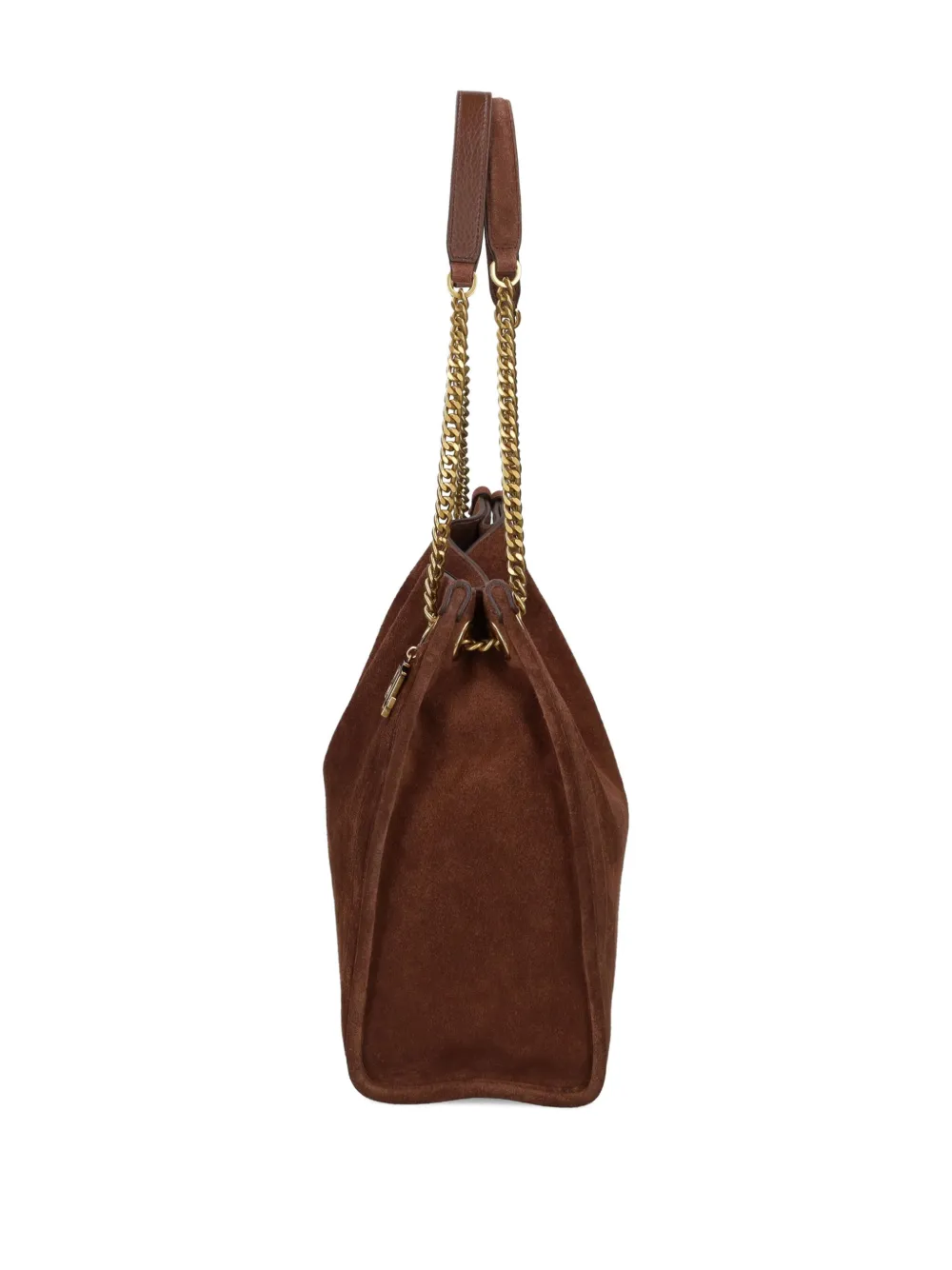 Lauren Ralph Lauren Suède shopper met kettingband Bruin