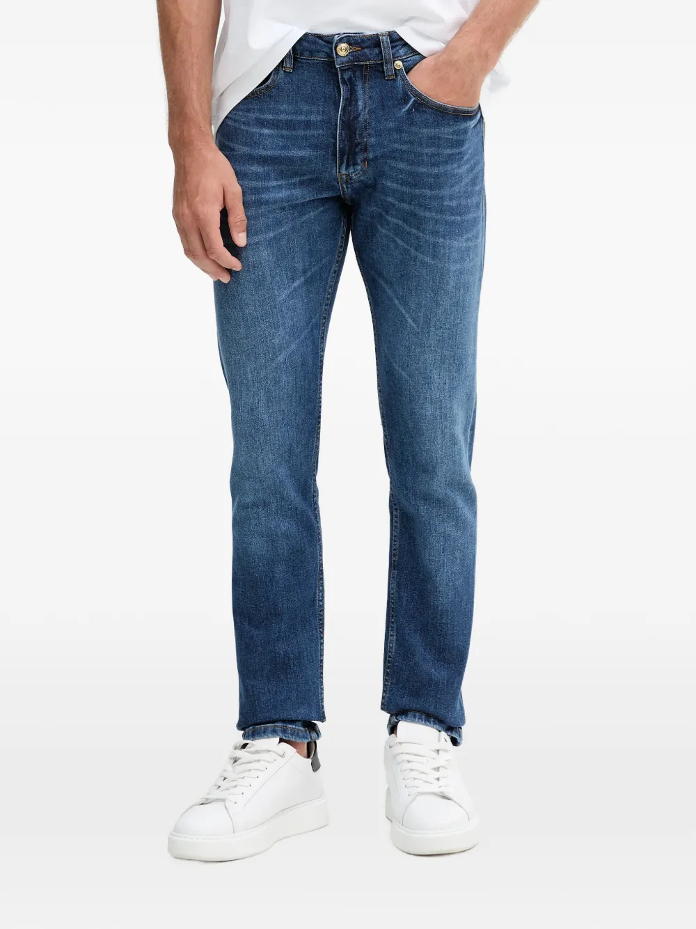 Versace Jeans Couture logo-patch belt-loop jeans - Blu