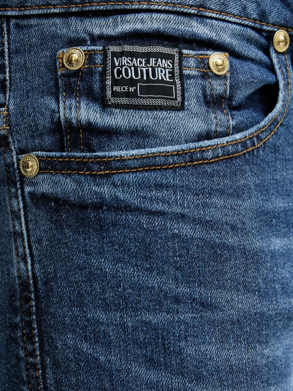 Versace Jeans Couture Jeans met logopatch en riemlus Blauw