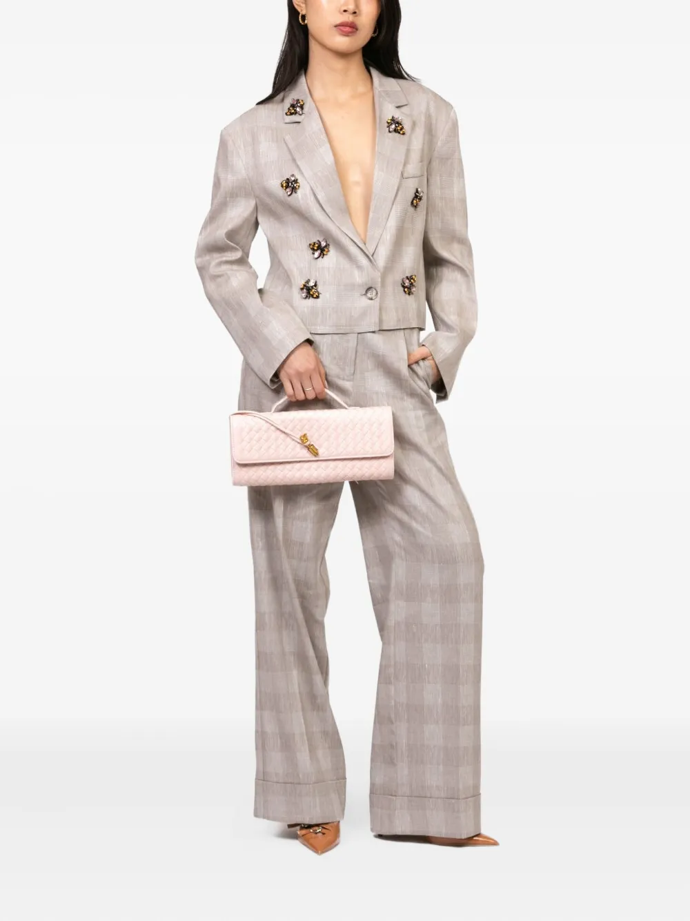 VICOLO bee-embellished checked blazer | Blazers | Image 2