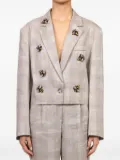 VICOLO bee-embellished checked blazer - Grey