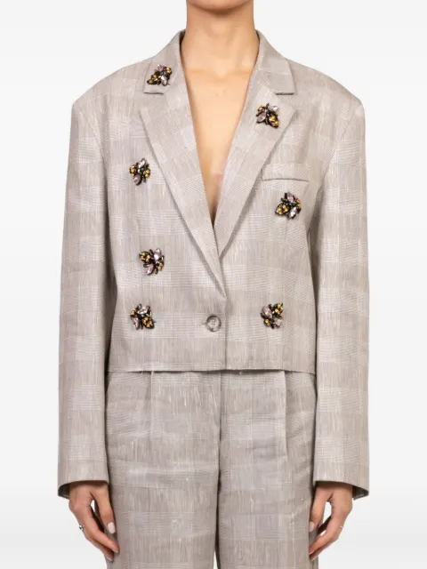 VICOLO bee-embellished checked blazer