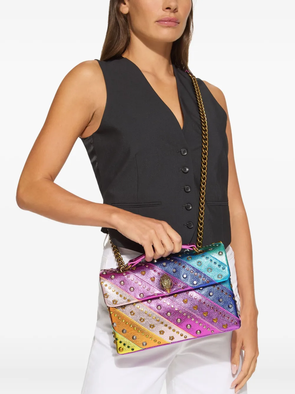 Kurt Geiger London large Kensington studded shoulder bag Roze