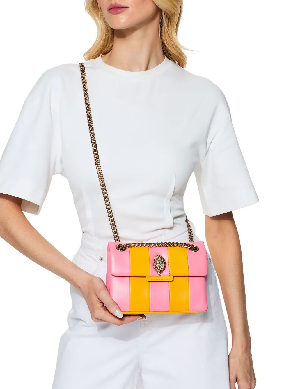 Kurt Geiger London mini Kensington striped crossbody bag Roze