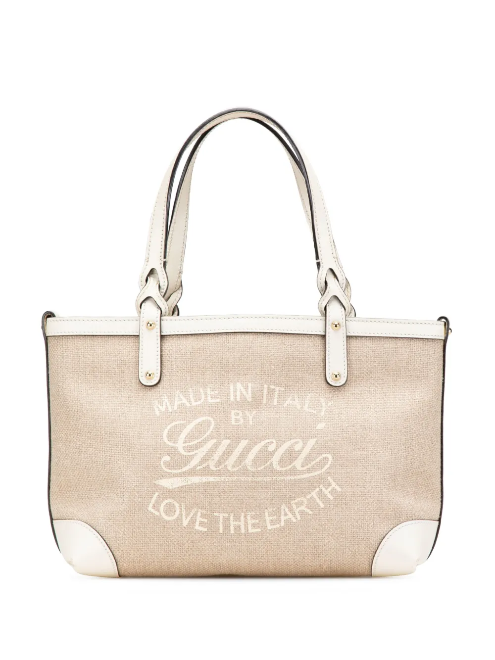 Gucci Pre-Owned 2016-2025 スモール キャンバス クラフト ロゴ モデル ハンドバッグ - ブラウン Gucci Pre-Owned 2016-2025 スモール キャンバス クラフト ロゴ モデル ハンドバッグ - ブラウン