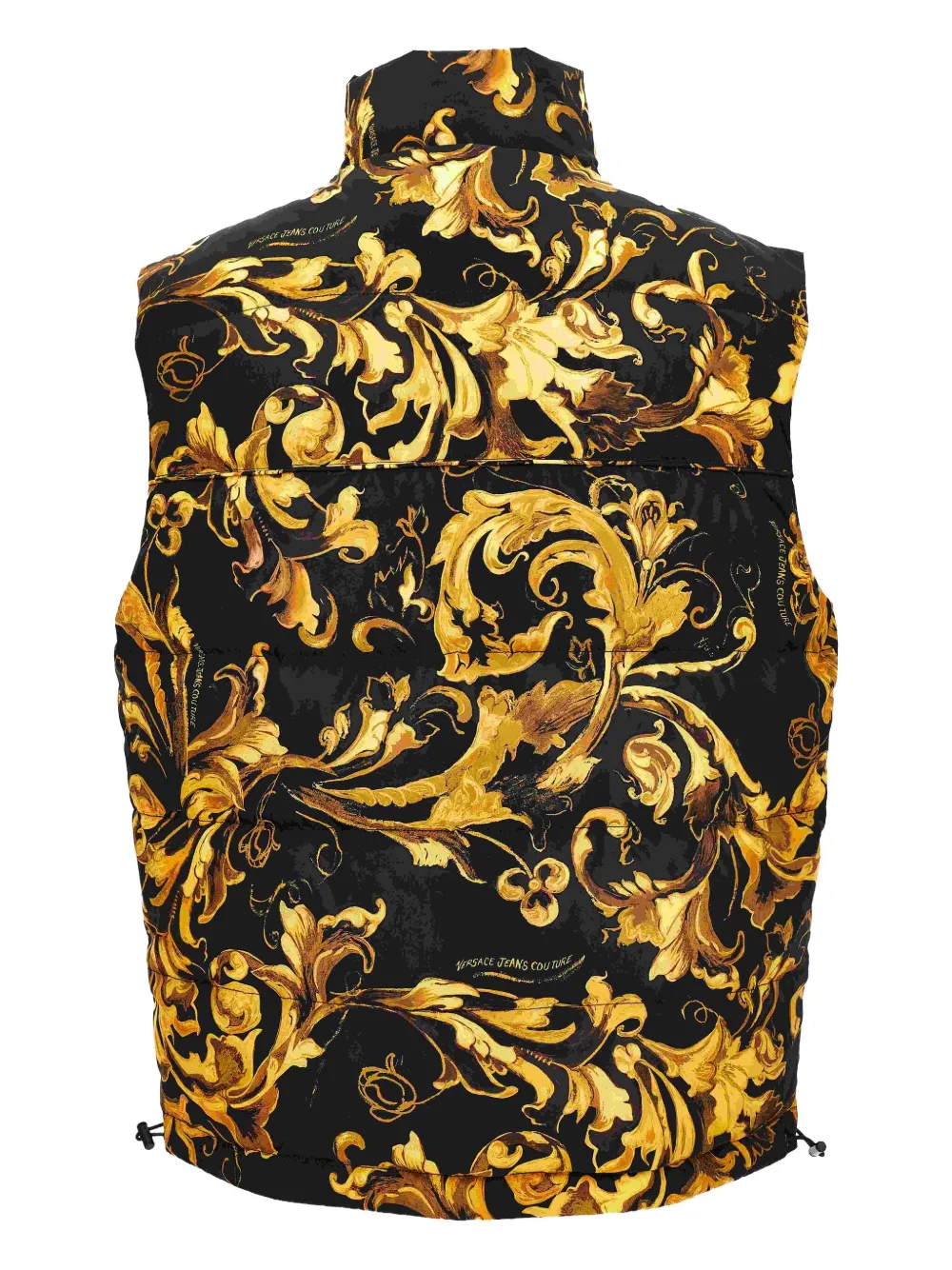 Versace Jeans Couture Barocco-print Puffer Vest In Black